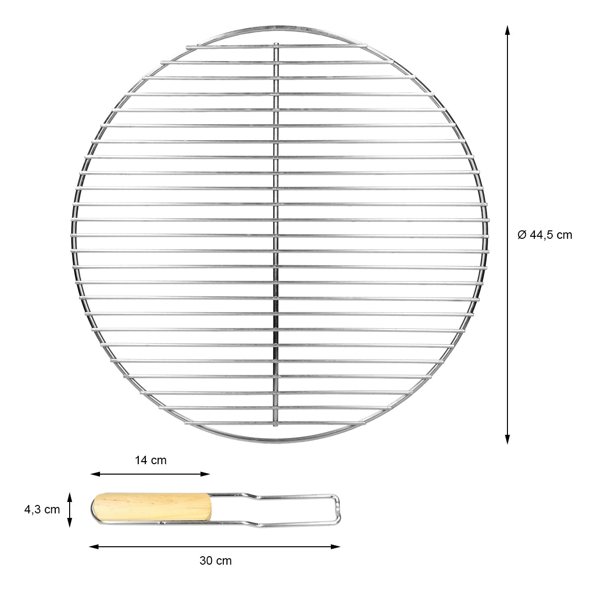 ECD Germany Sport & Freizeit grille barbecue ronde inox 44,5 cm poignées
