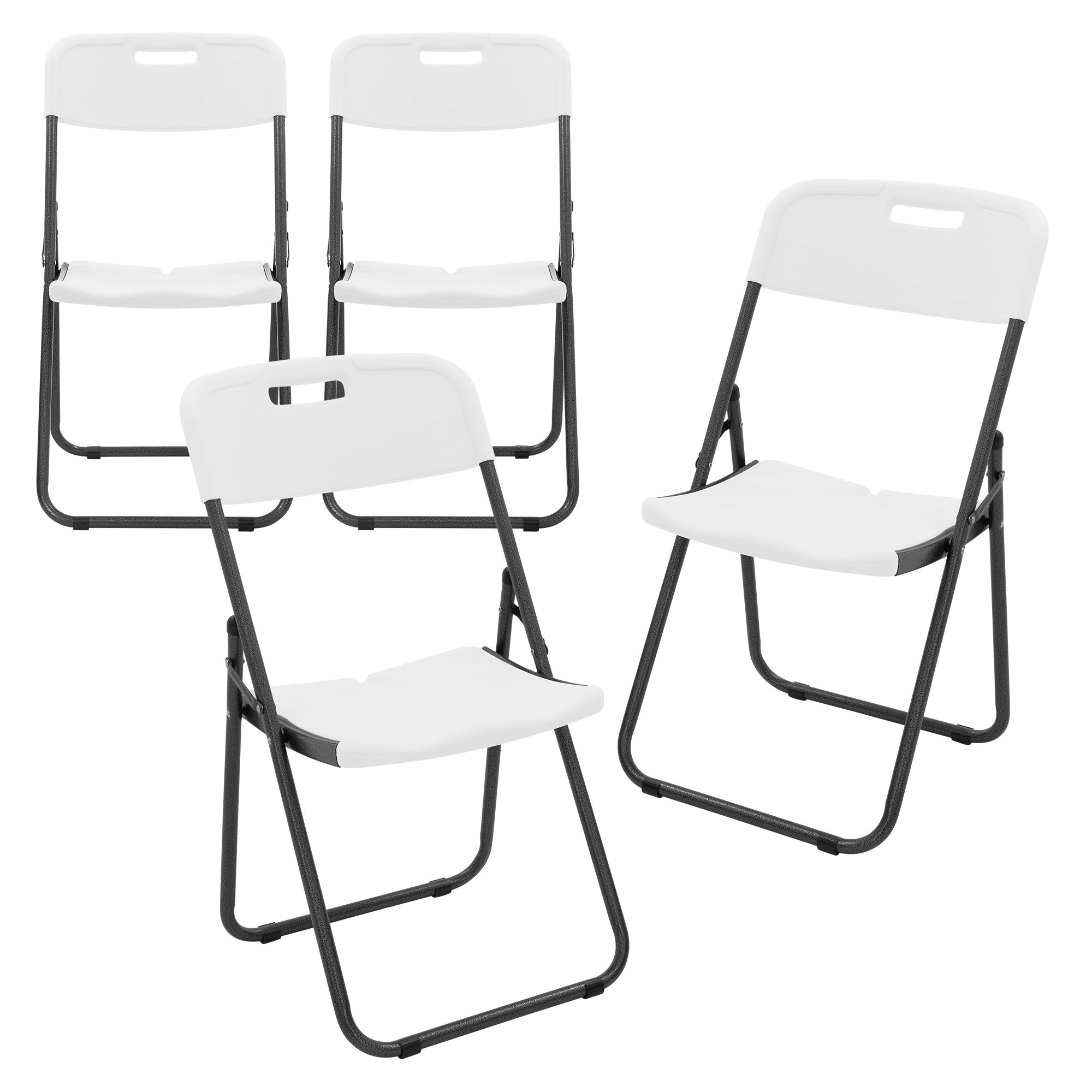 ECD Germany Garten chaise pliante blanche lot de 4 acier