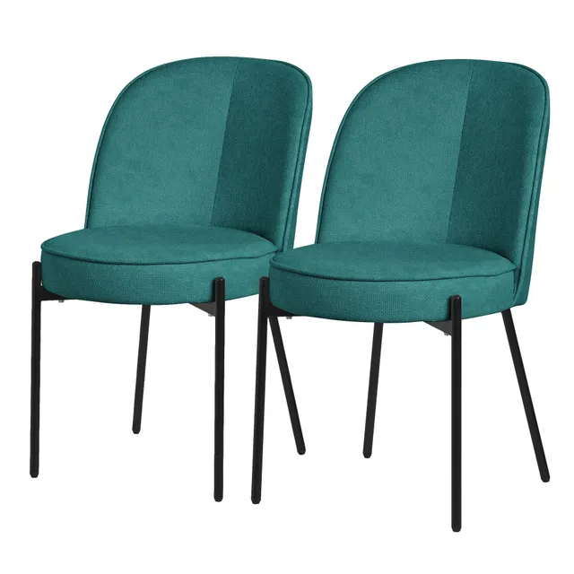 ECD Germany Möbel Lot 2 Chaises Pétrole Tissu Salle à Manger