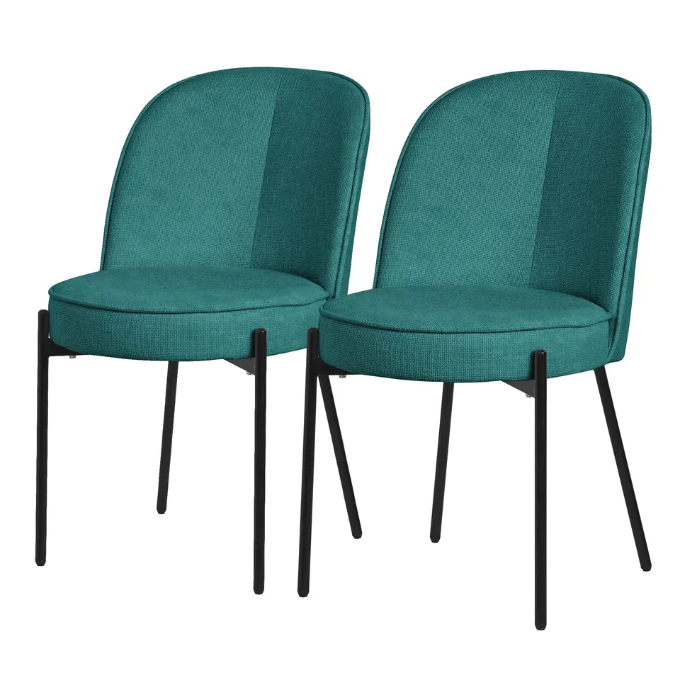 ECD Germany Möbel Lot 2 Chaises Pétrole Tissu Salle à Manger