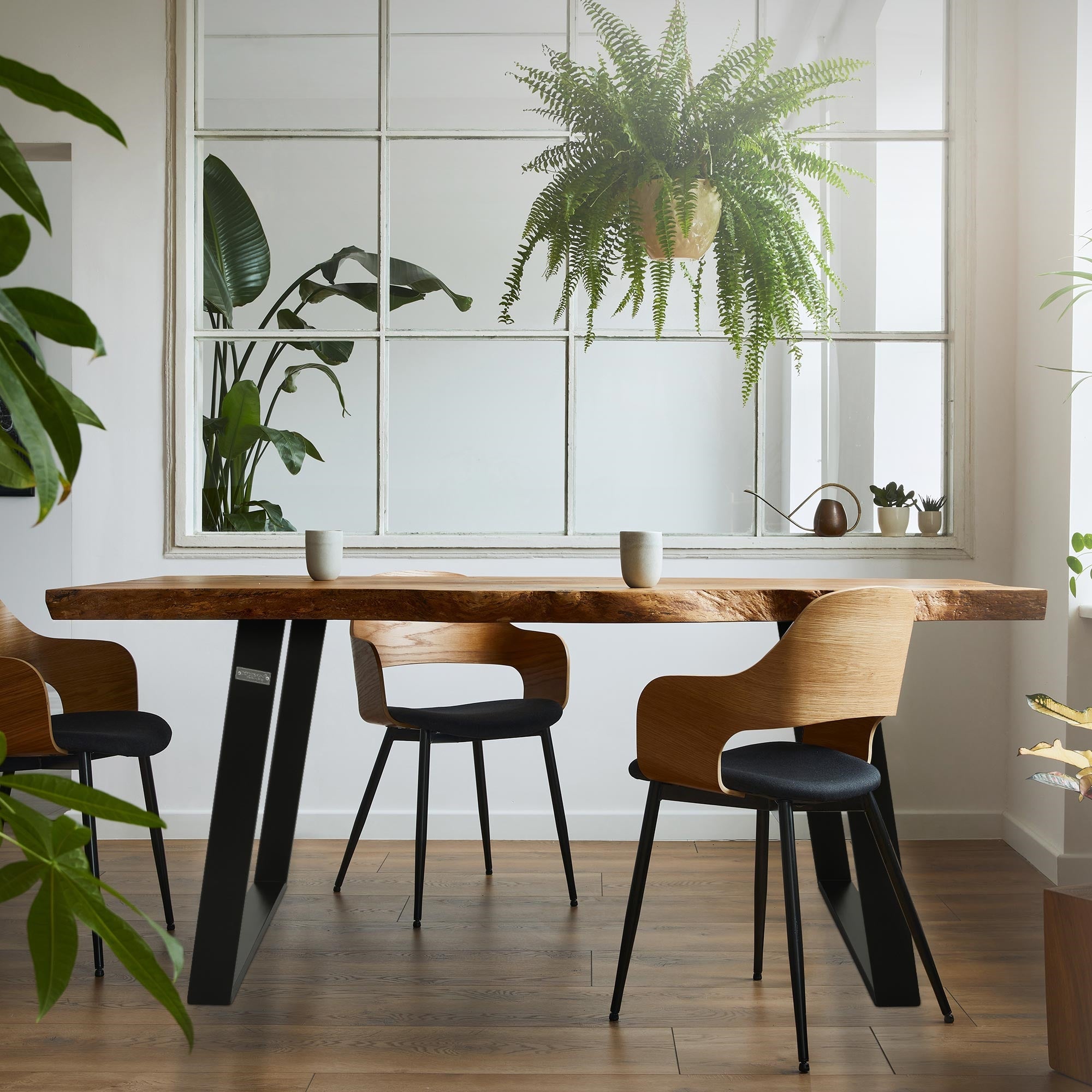 ECD Germany ML-Design pied de table noir 75x72 cm lot de 2