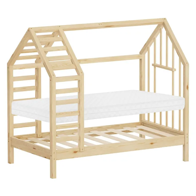 ML-Design lit cabane enfant pin naturel 90x200 sommier sans matelas