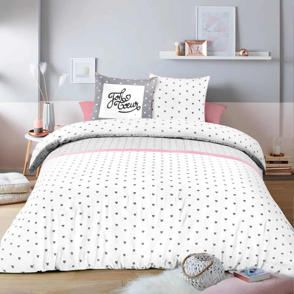 Stokomani Maison Parure housse couette 260x240 gris 3 pièces