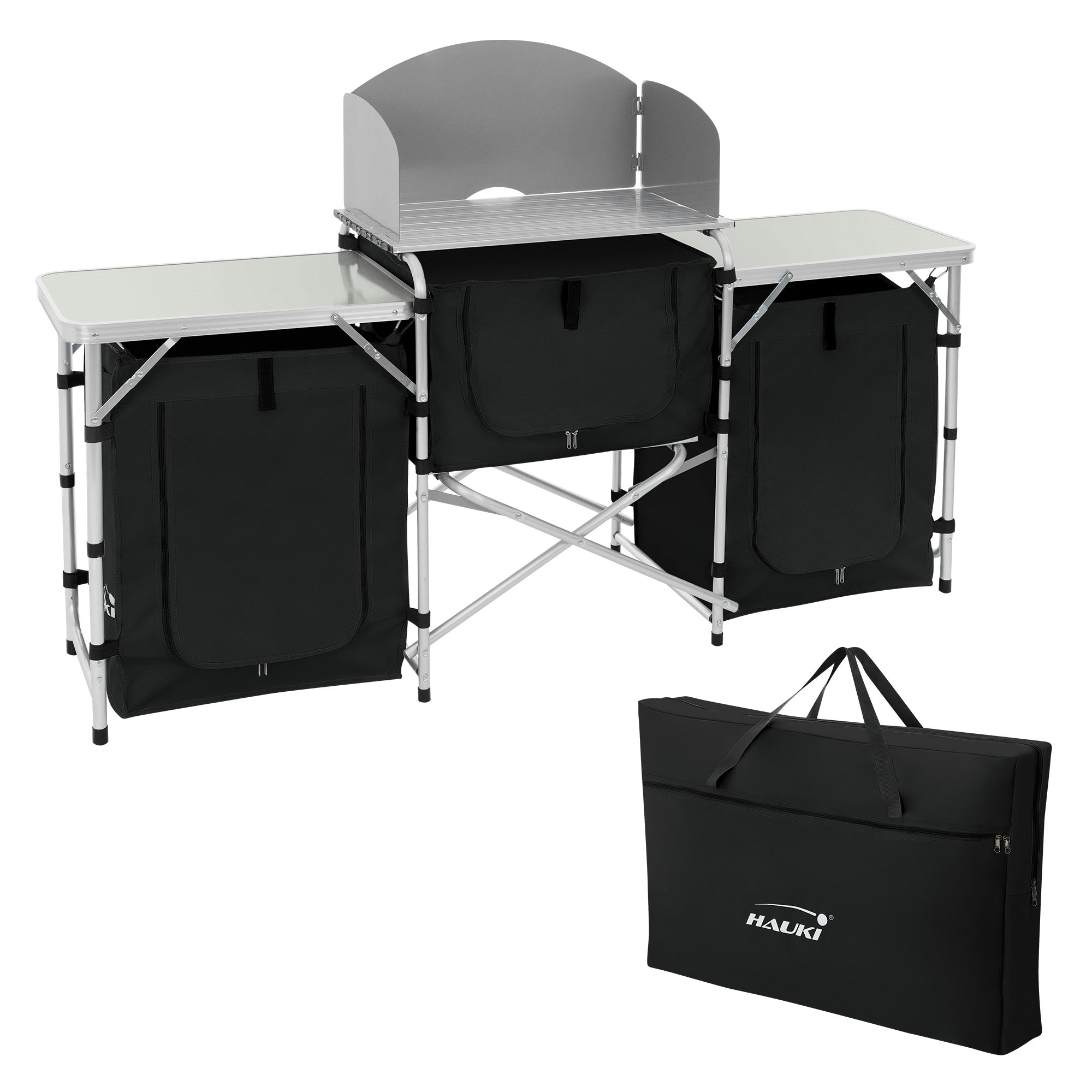 ECD Germany Hauki cuisine camping pliante grise aluminium