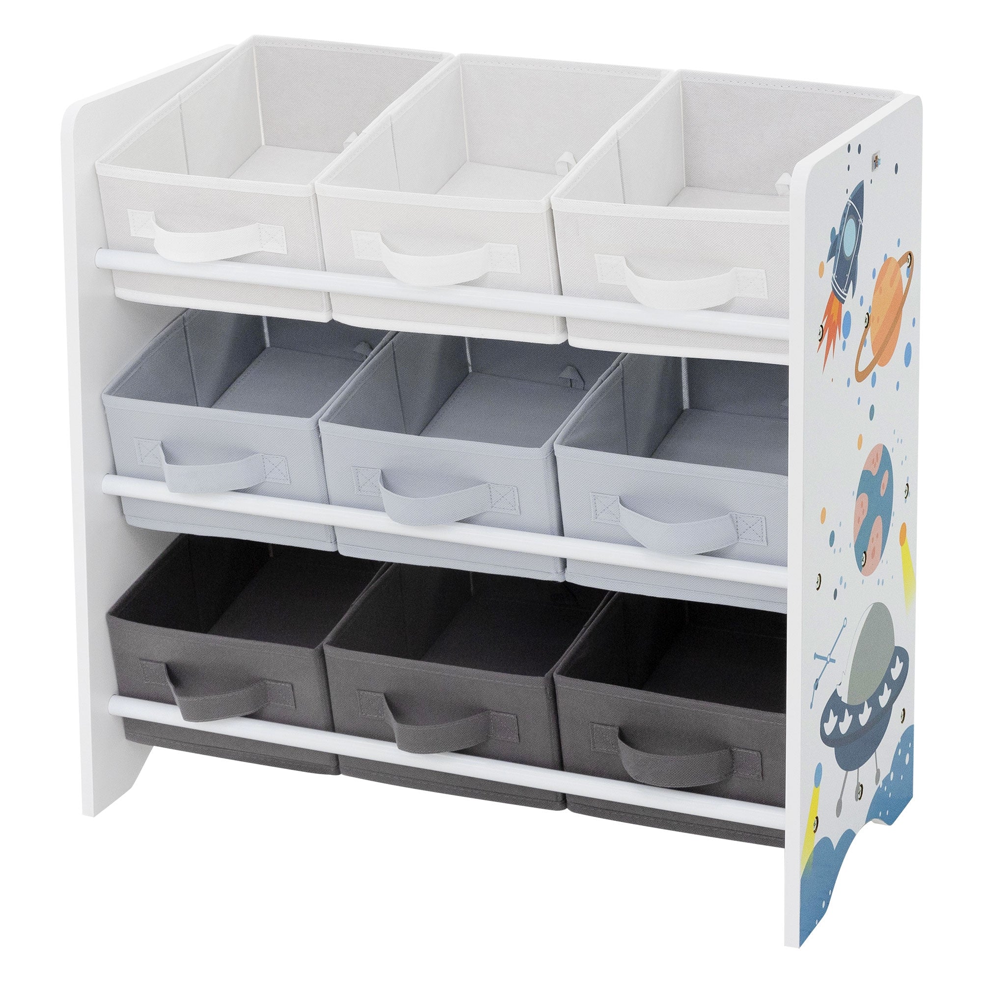 Joyz Étagère enfant espace blanc 9 bacs rangement jouets