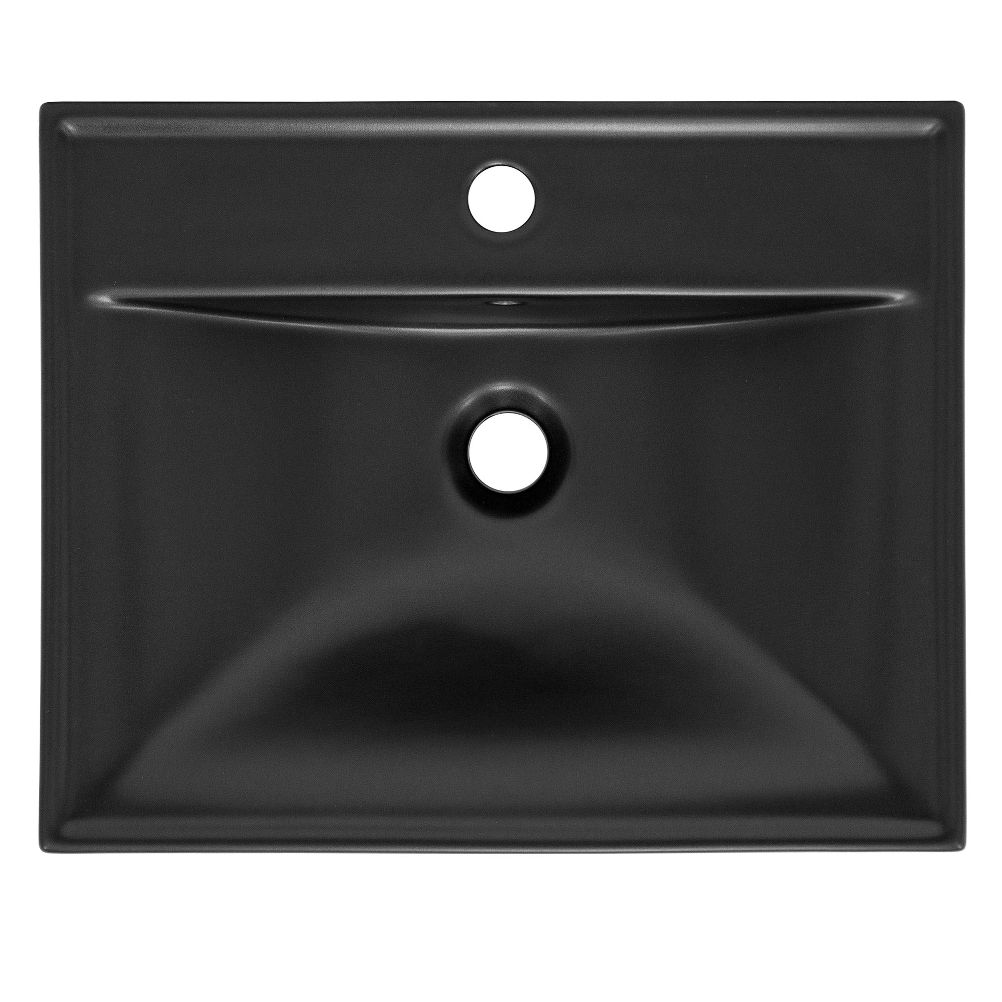 ECD Germany Sanitär vasque noire mate 51x41 cm avec bonde argent