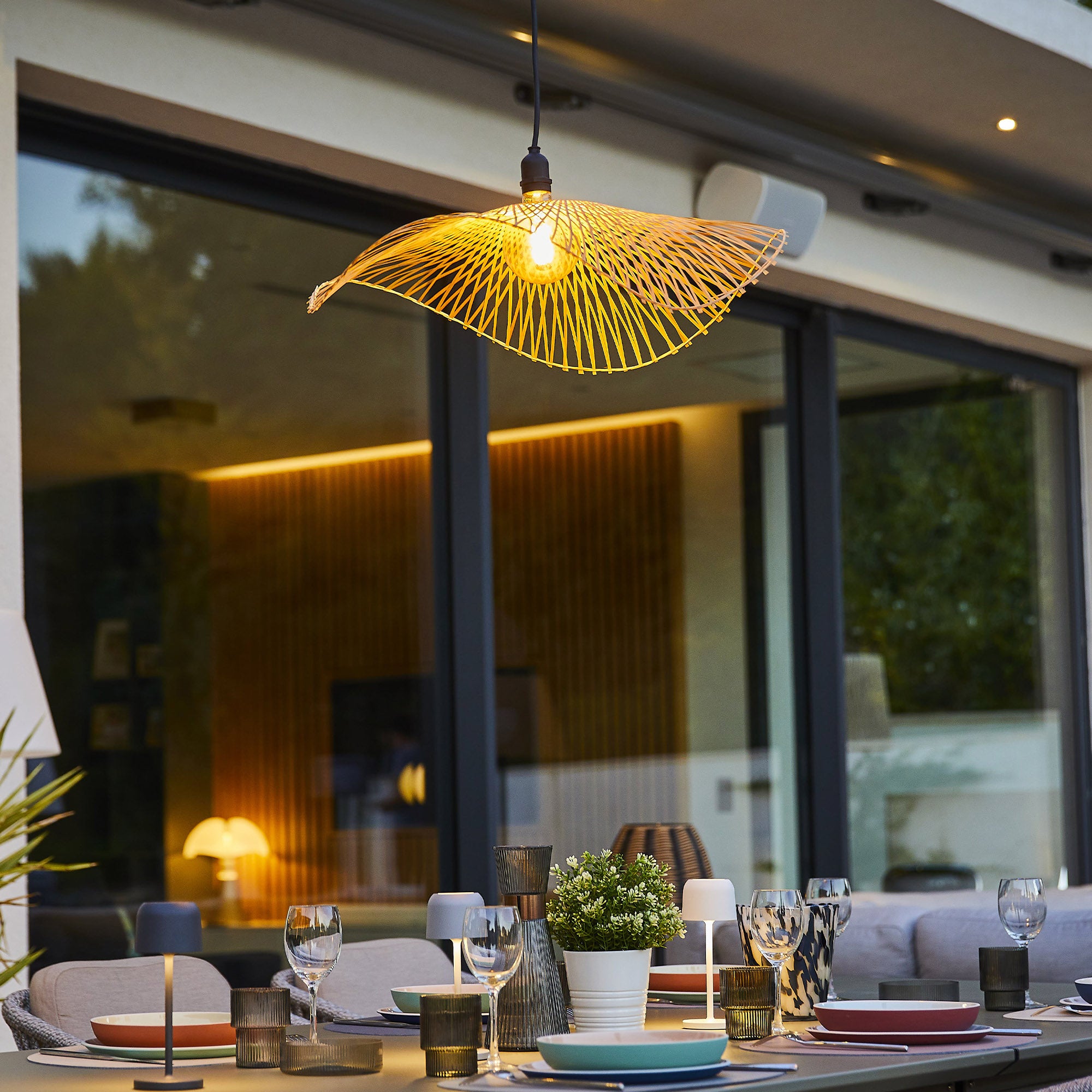 Red Deco Laia Outdoor suspension filaire bambou 55 cm E27