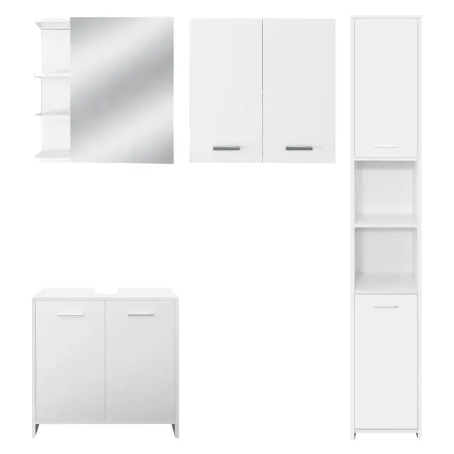 ECD Germany Möbel set 4 pièces meuble salle de bain blanc