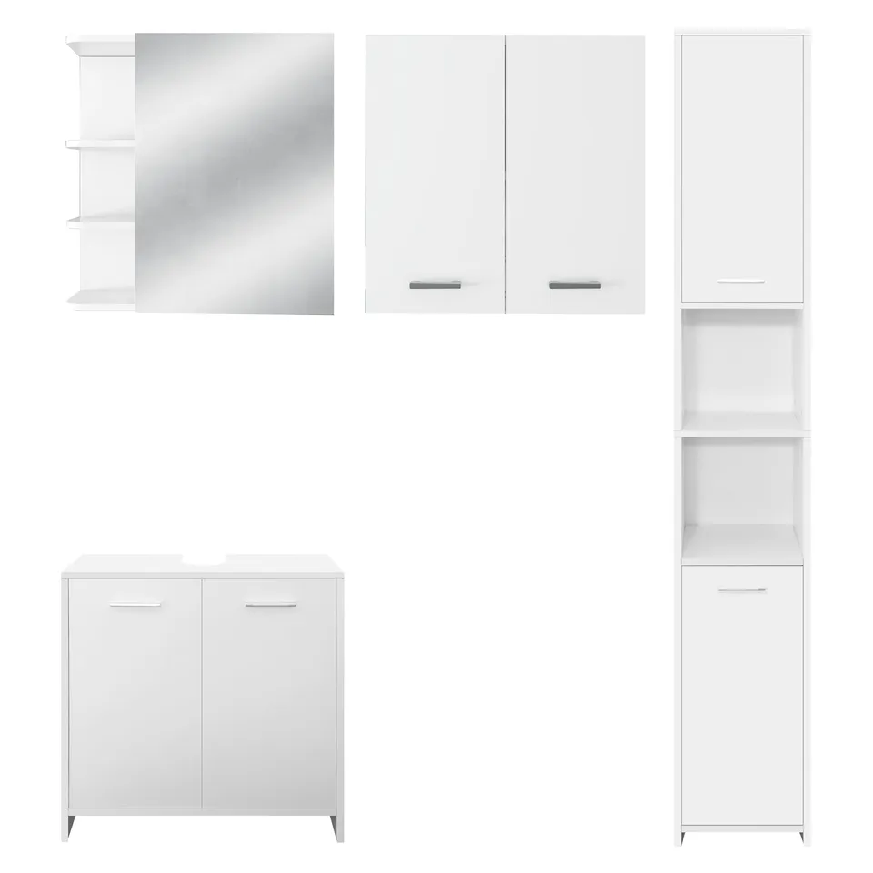 ECD Germany Möbel set 4 pièces meuble salle de bain blanc