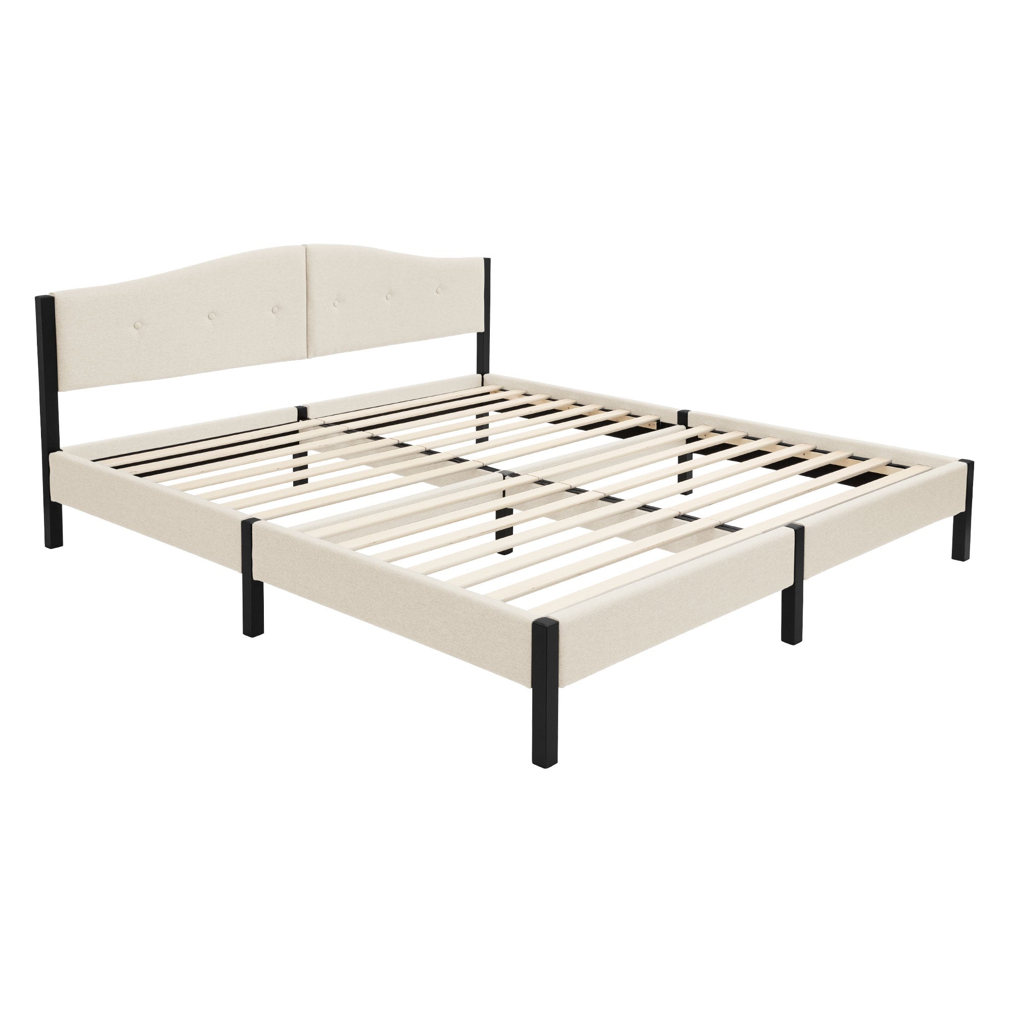 ECD Germany Möbel lit tapissier beige 90x200 sans matelas