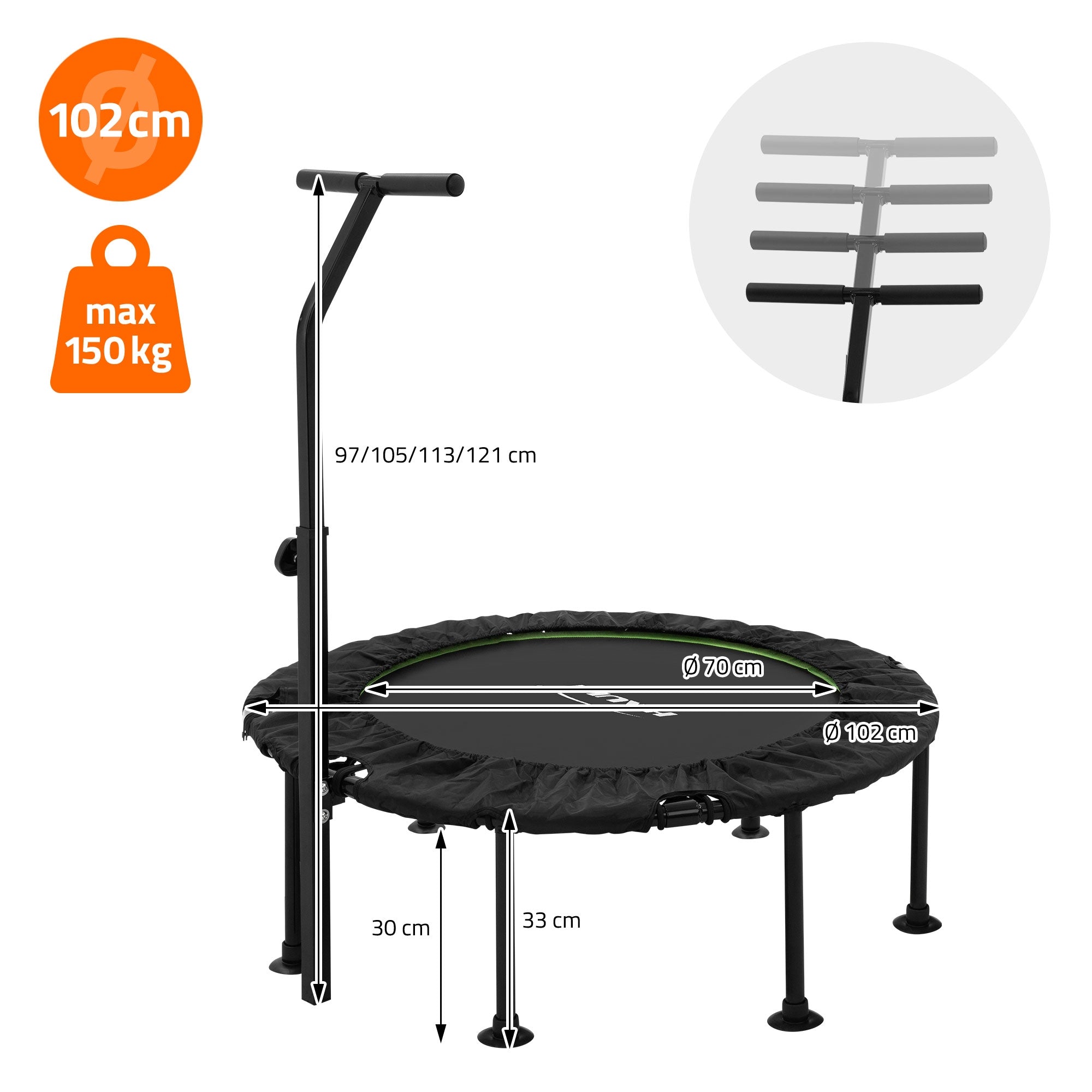 ECD Germany Hauki trampoline 102 cm vert avec barre