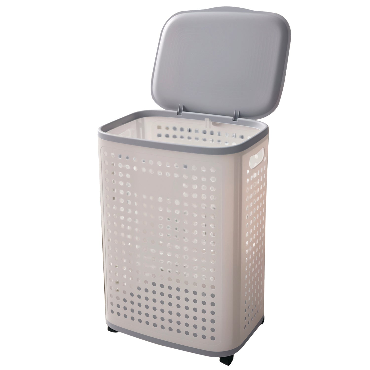 Red Deco Lars panier à linge 60L plastique couvercle roulettes