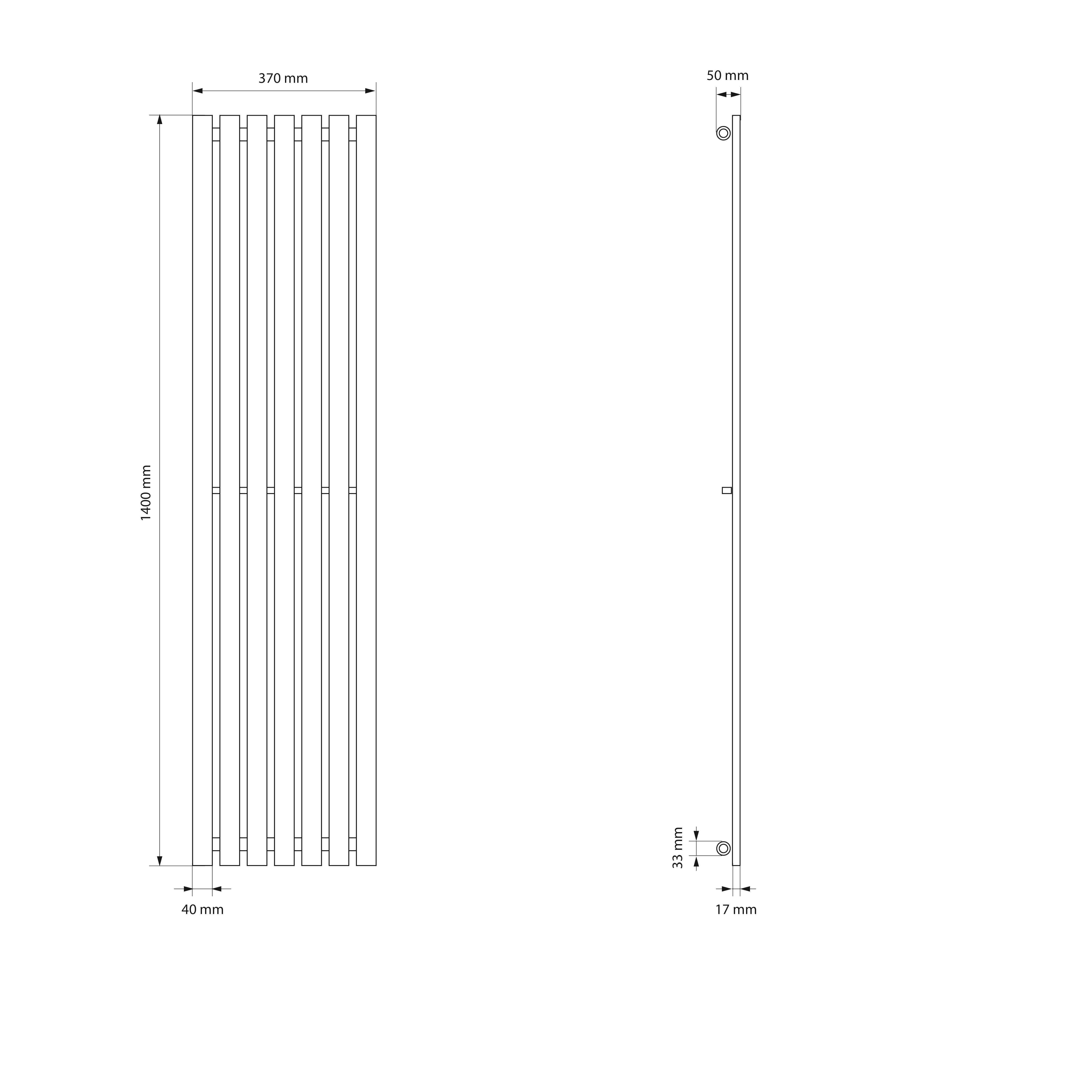 ECD Germany Heizungen Stella Radiateur Bain Blanc 370x1400 mm Central