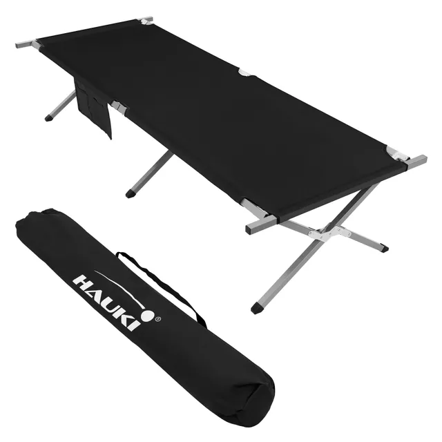 ECD Germany Hauki lit de camp pliant noir 210x83x46 cm 150 kg
