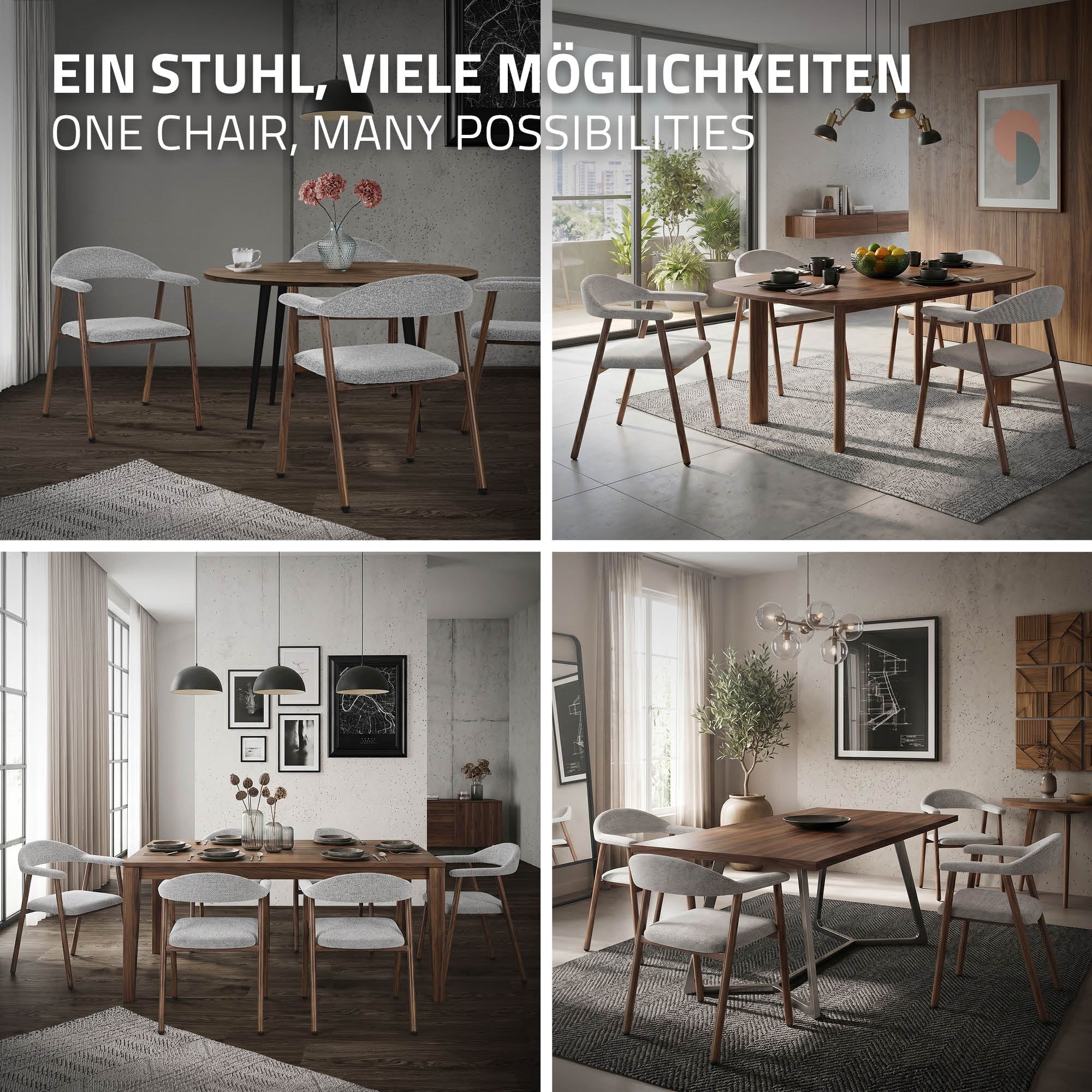 ECD Germany Möbel ML-Design chaise salle à manger gris lot 4