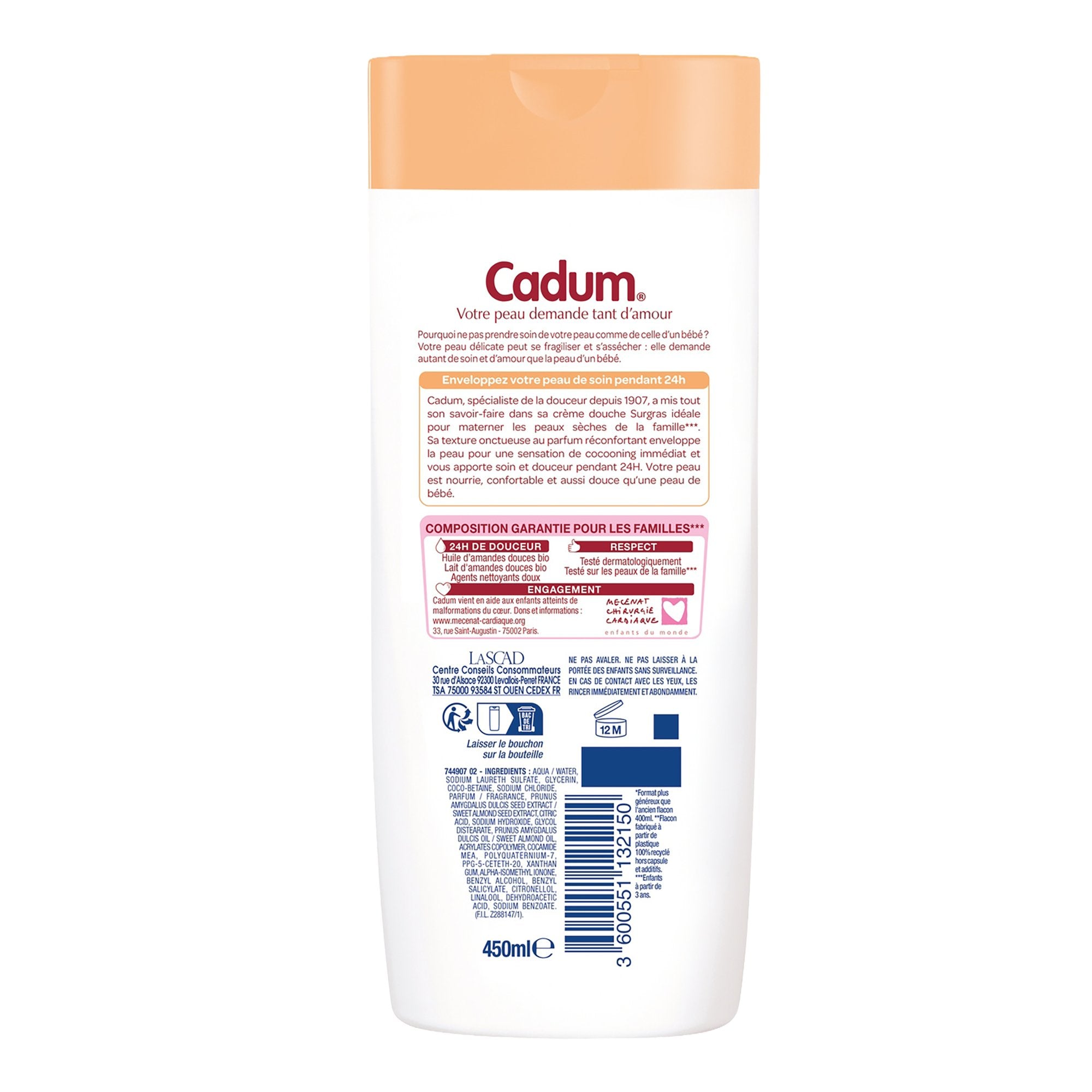 Cadum crème de douche surgras lait d’amande douceur