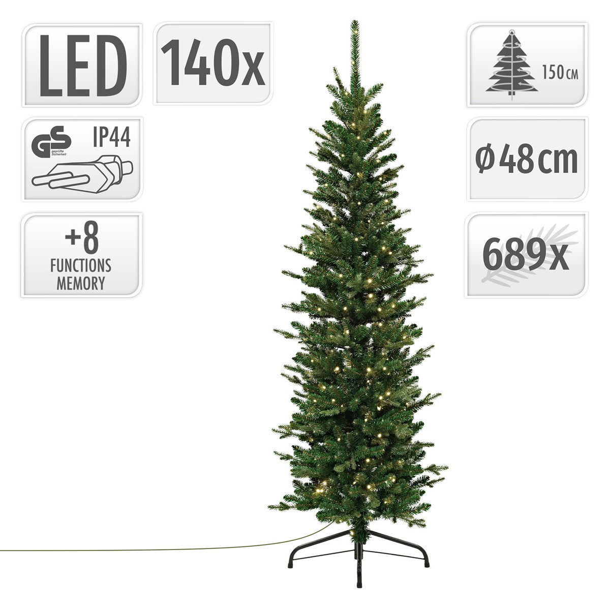 ECD Germany Haus & Wohnen Sapin artificiel lumineux 150 cm vert