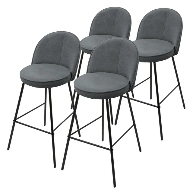 ECD Germany ML-Design lot 4 tabourets de bar anthracite dossier