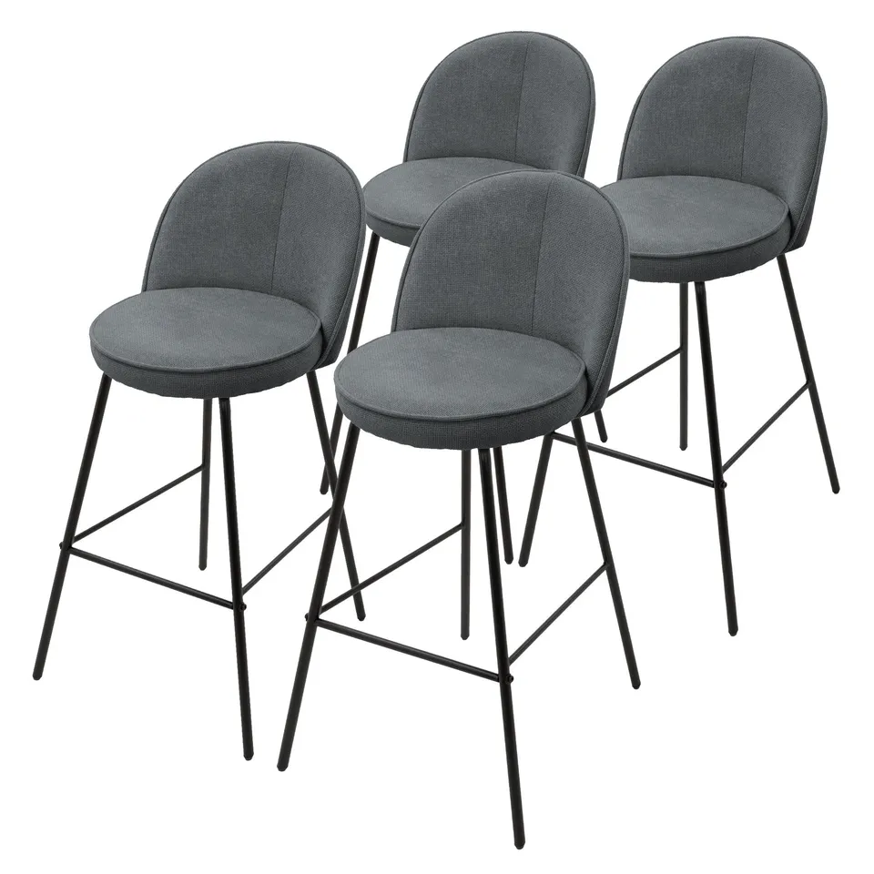 ECD Germany ML-Design lot 4 tabourets de bar anthracite dossier
