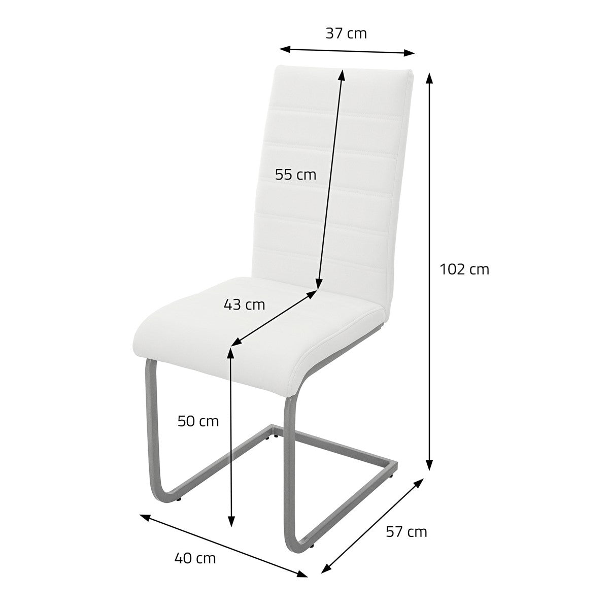 ECD Germany ML-Design chaise cantilever blanc similicuir lot de 2