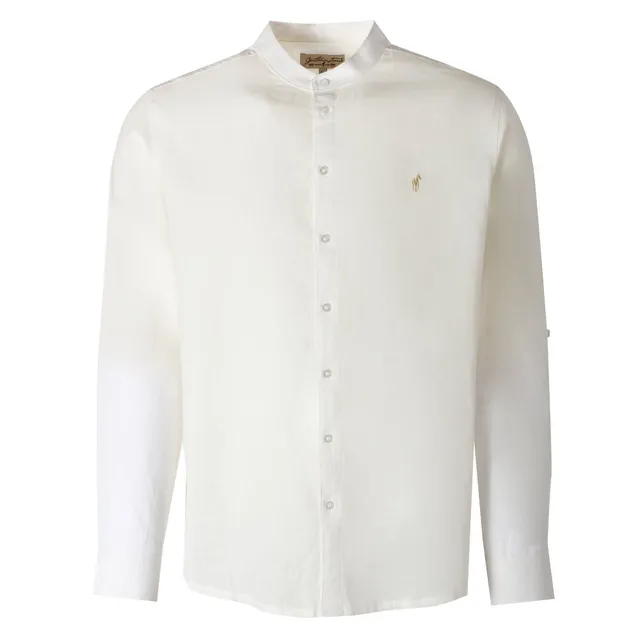 Stokomani Mode chemise col mao beige homme