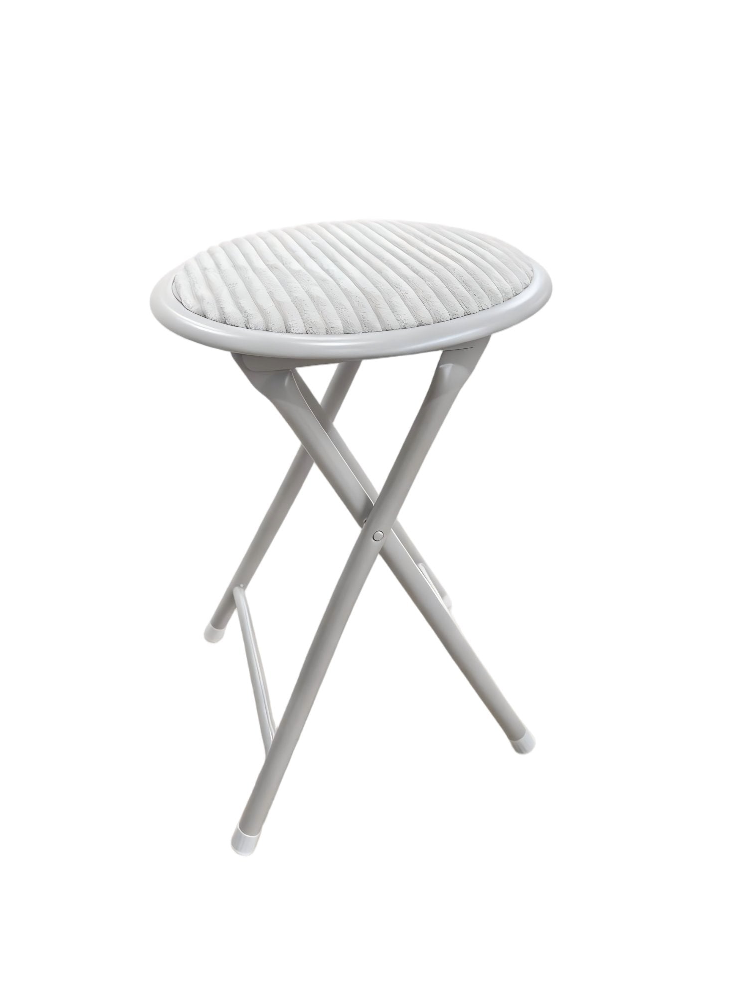 Tabouret pliable velours côtelé gris assise appoint