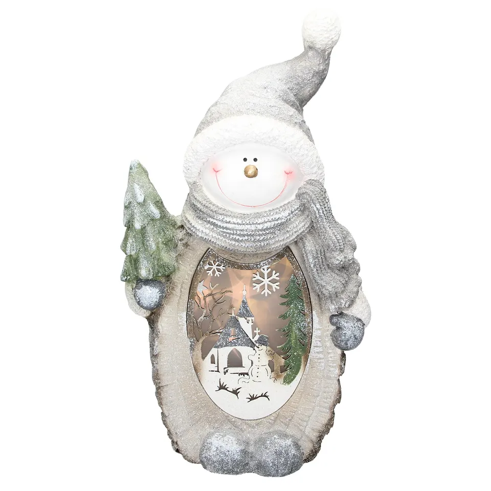 ECD Germany Haus & Wohnen Bonhomme neige LED 53 cm polyresine