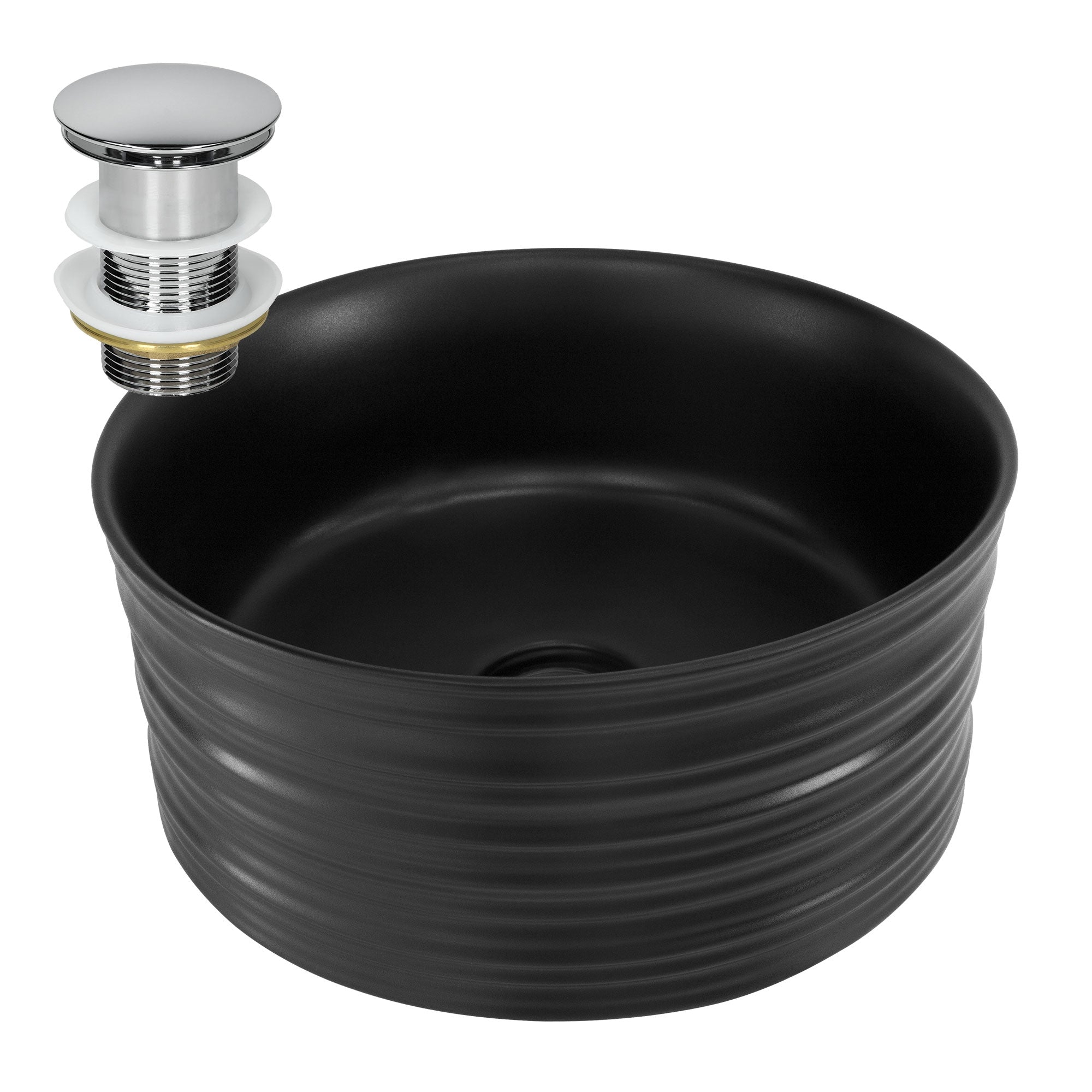 ECD Germany Sanitär Vasque ronde noire 41 cm céramique + bonde