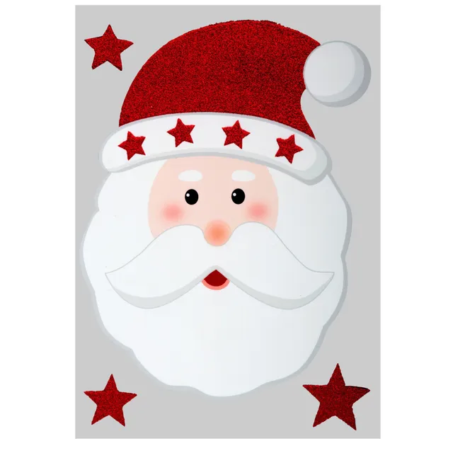Sticker Noël paillettes 29x40 cm déco fenêtre PN/BN
