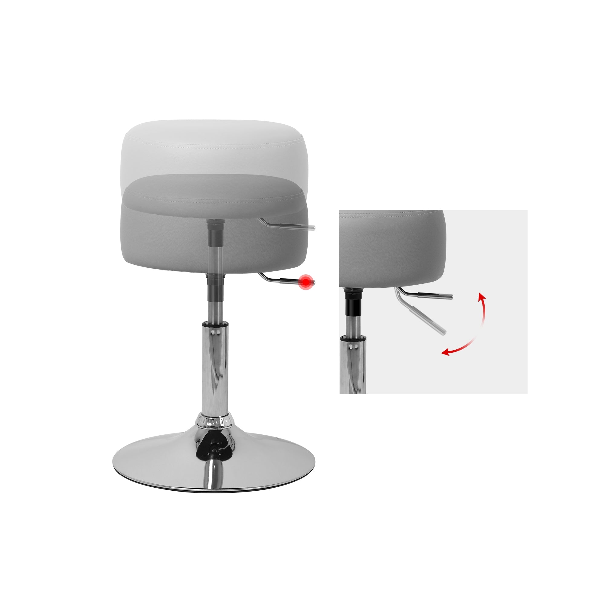 ECD Germany Möbel tabouret de bar chrome gris clair Ø33 cm réglable