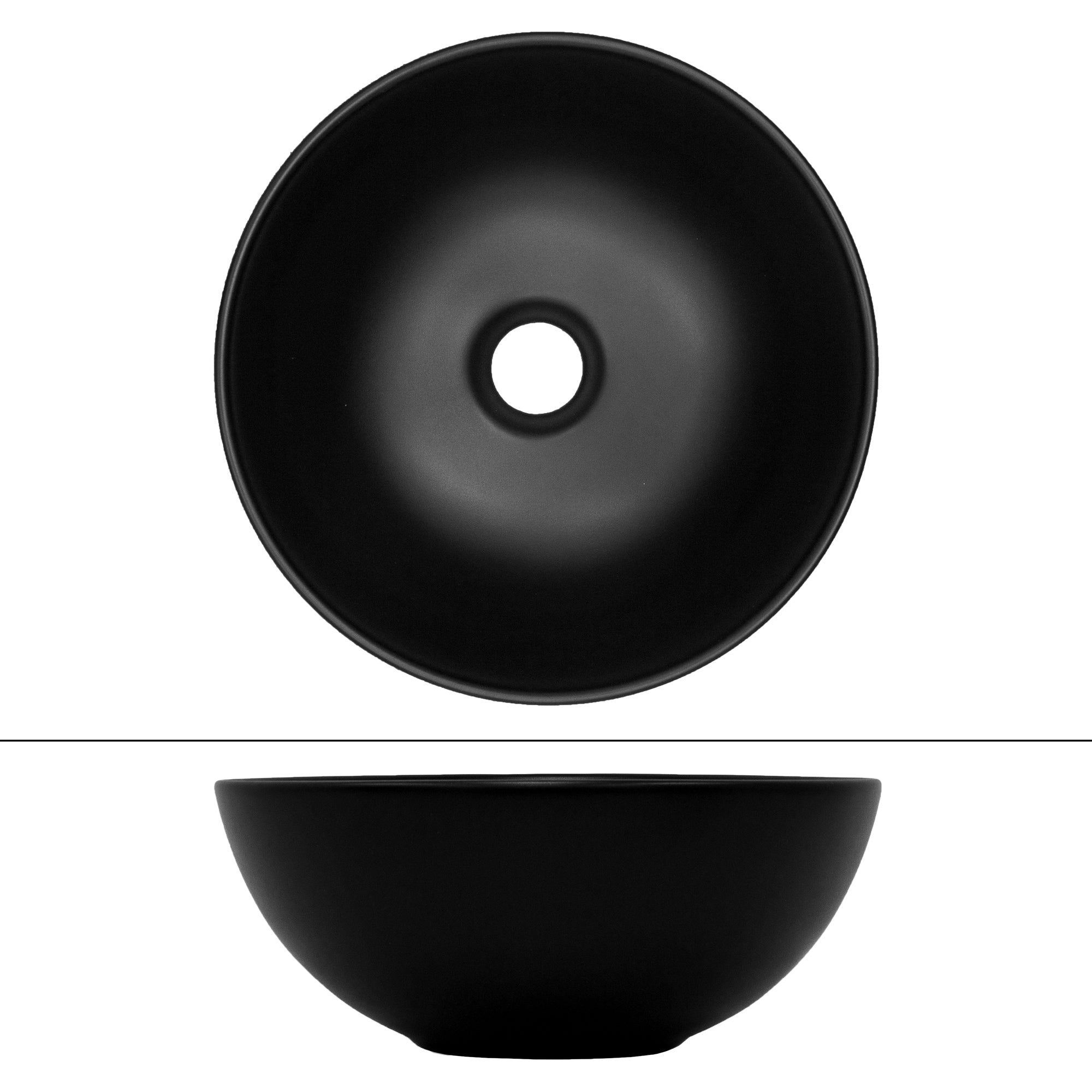ECD Germany LuxeBath vasque ronde 32 cm noir mat + bonde