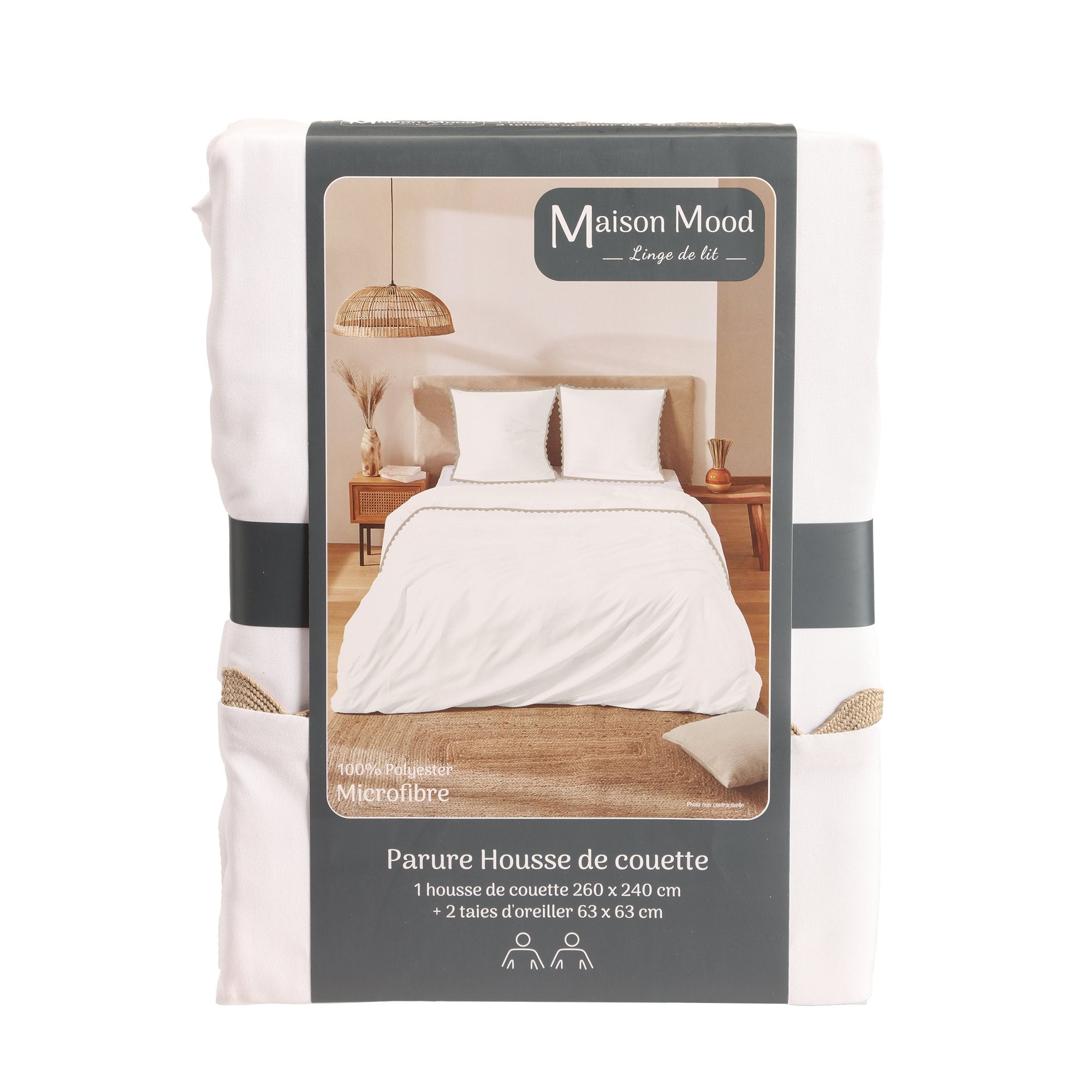 Stokomani Parure Housse Couette 260x240 Blanc 3 Pièces