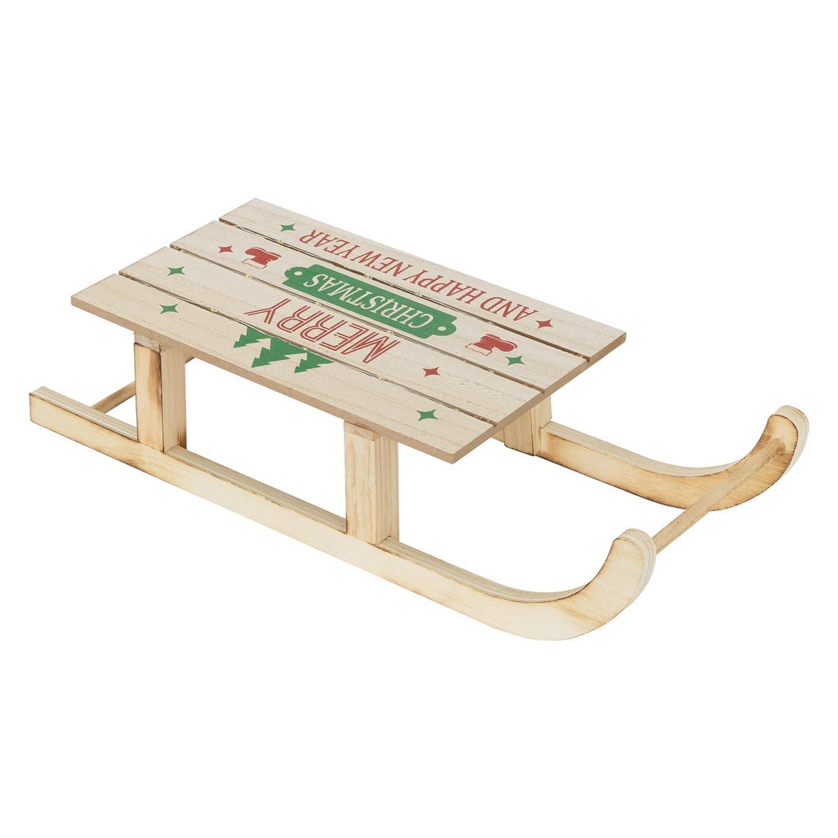 ECD Germany Haus & Wohnen Traîneau Noël LED Bois 42 cm Marron