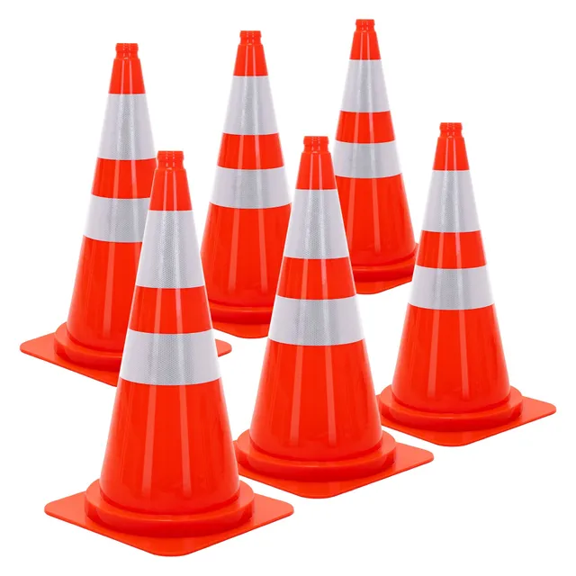 ECD Germany cône chantier 75 cm orange lot 6 bandes réfléch.