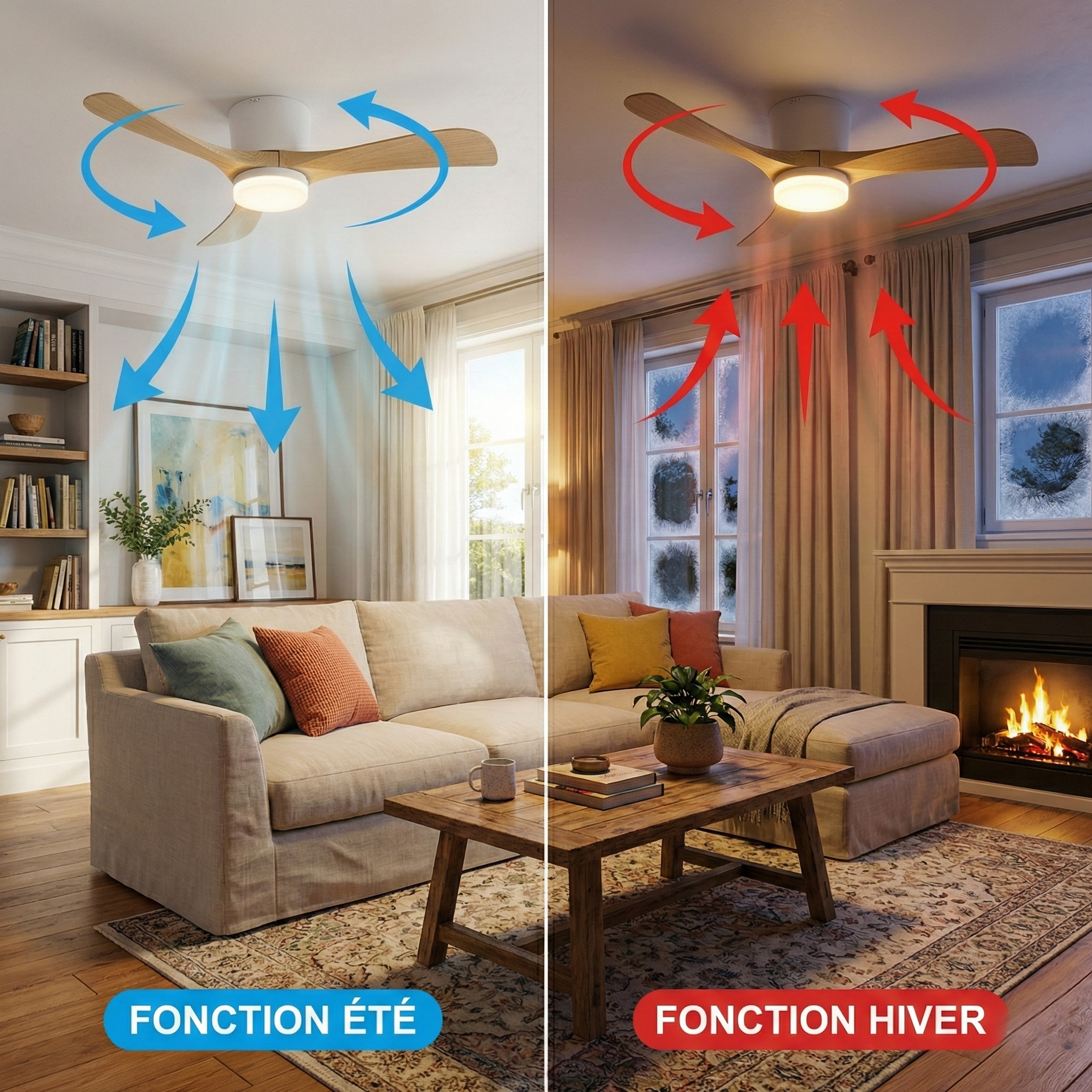 Red Deco Aliya 132cm ventilateur plafond LED télécommande