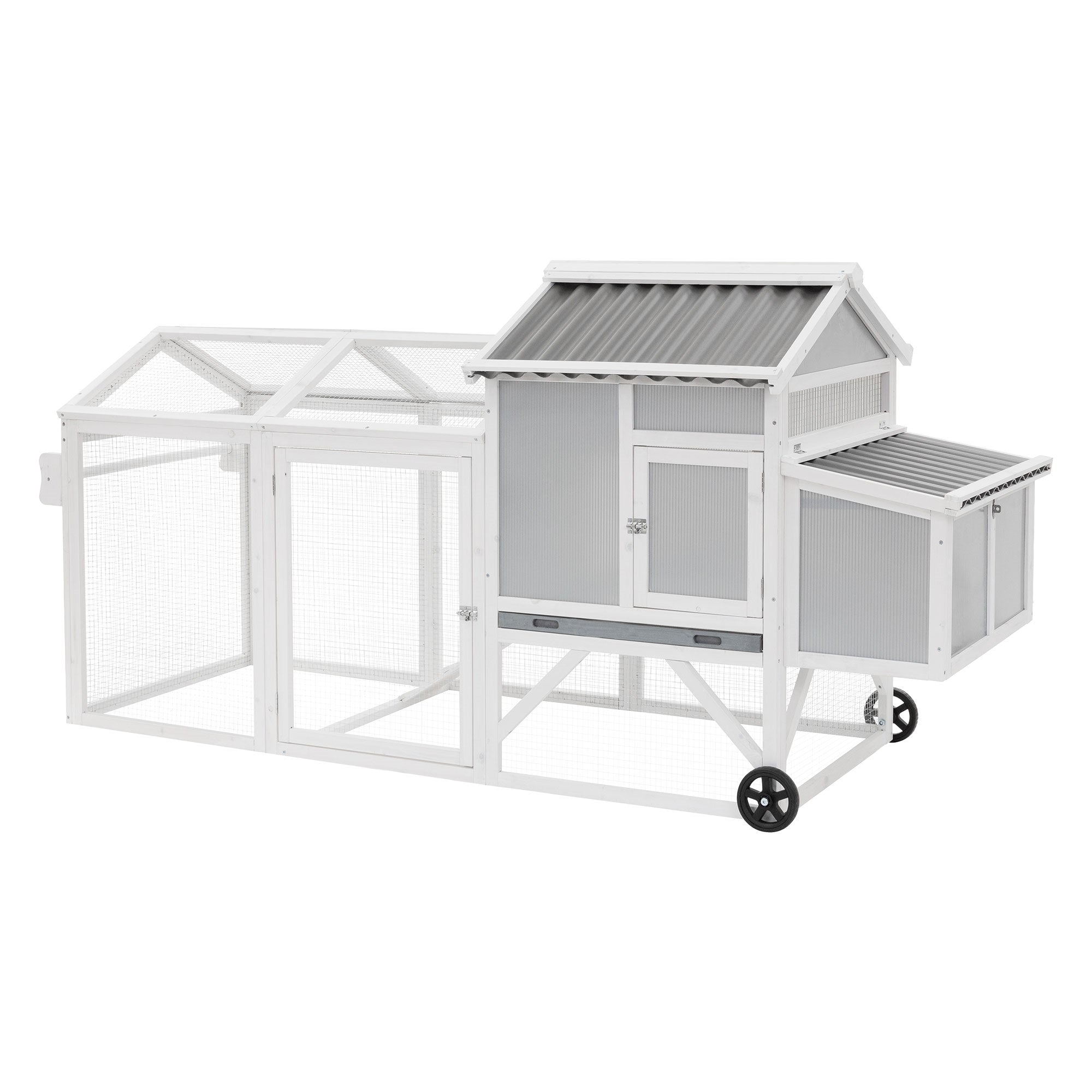 ECD Germany poulailler mobile bois XXL 83x220x109 avec enclos