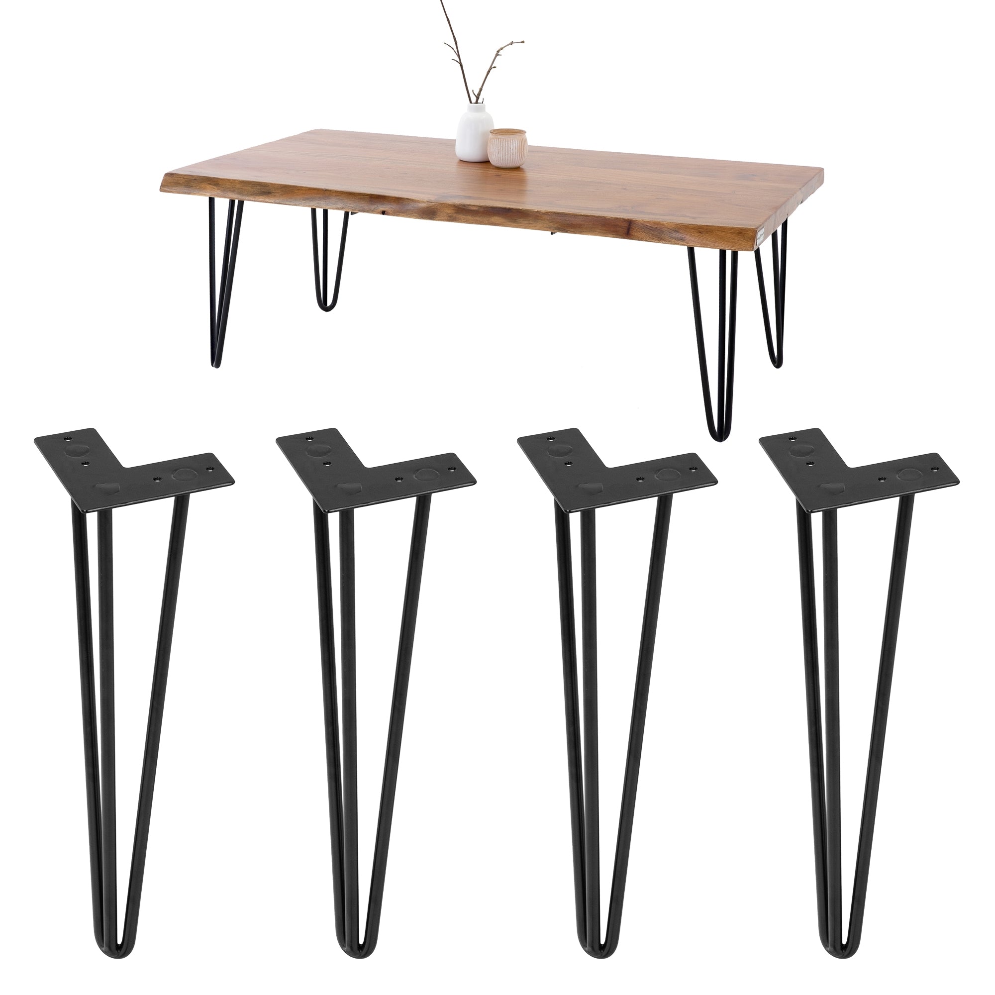 ECD Germany Möbel ML-Design pieds de table noir 71 cm acier