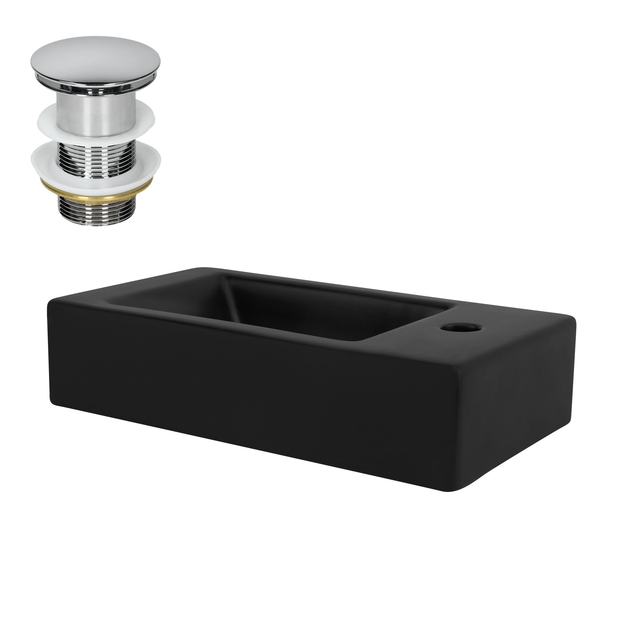 ECD Germany Sanitär vasque à poser céramique noire 46x26 cm bonde