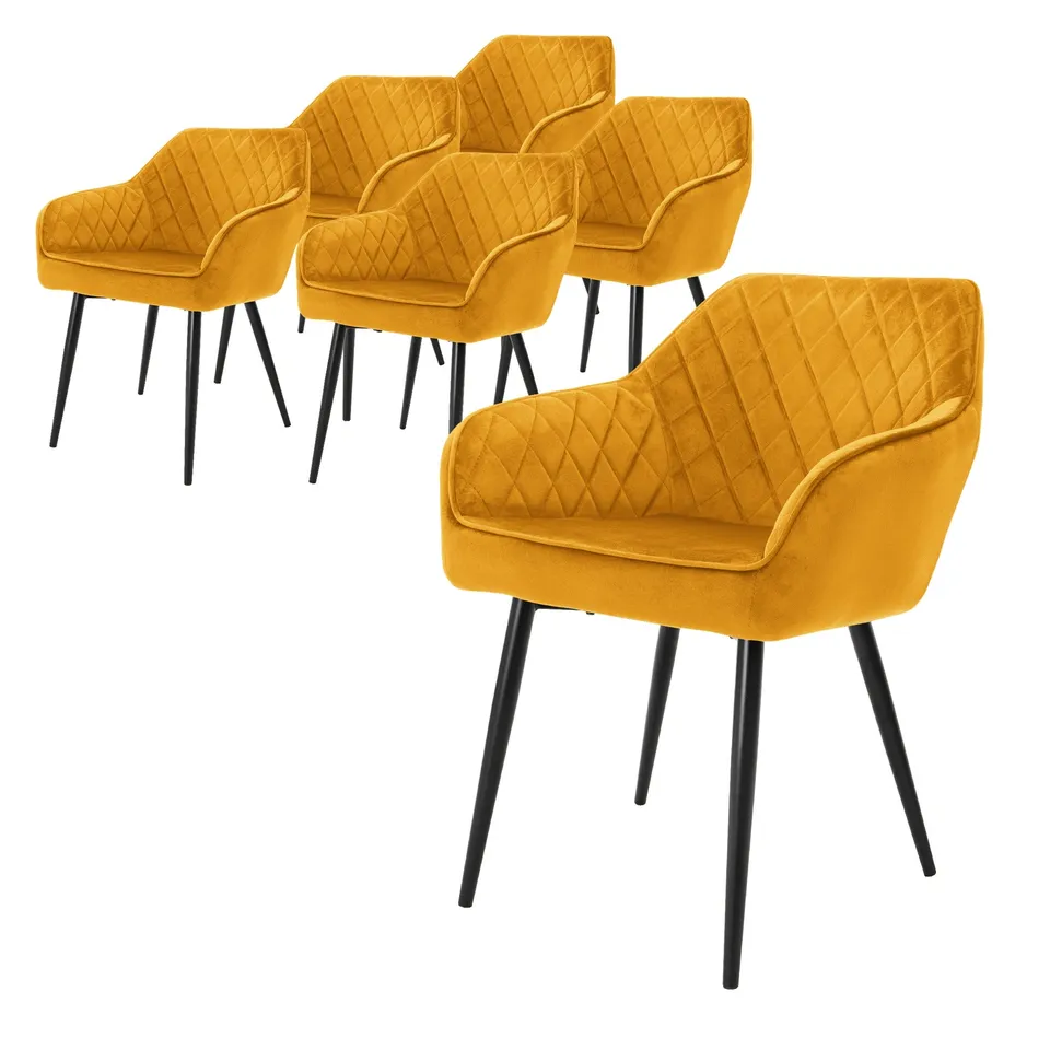 ECD Germany Möbel lot 6 chaises velours moutarde accoudoirs