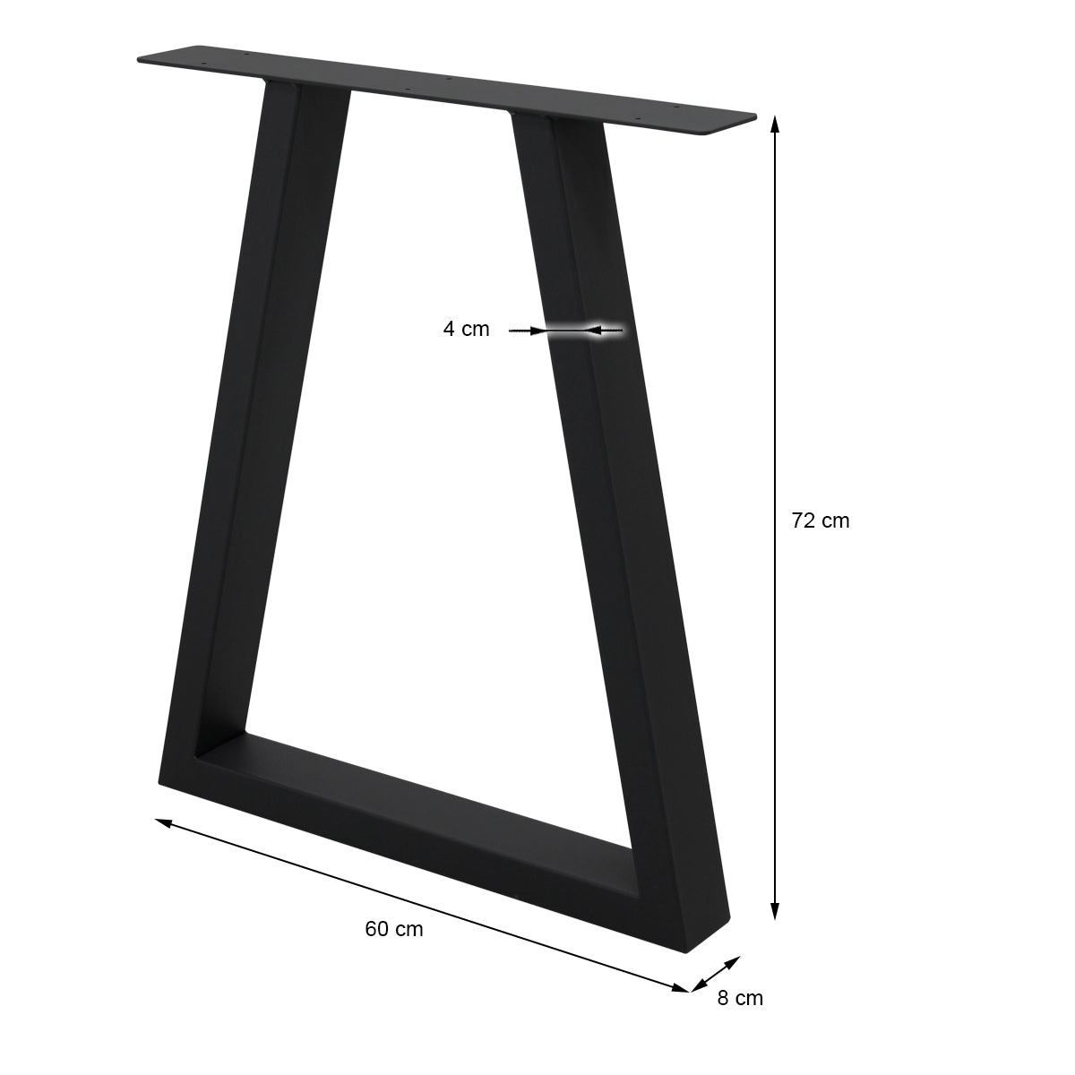 ECD Germany pieds de table trapèze acier noir 60x72 cm lot 2