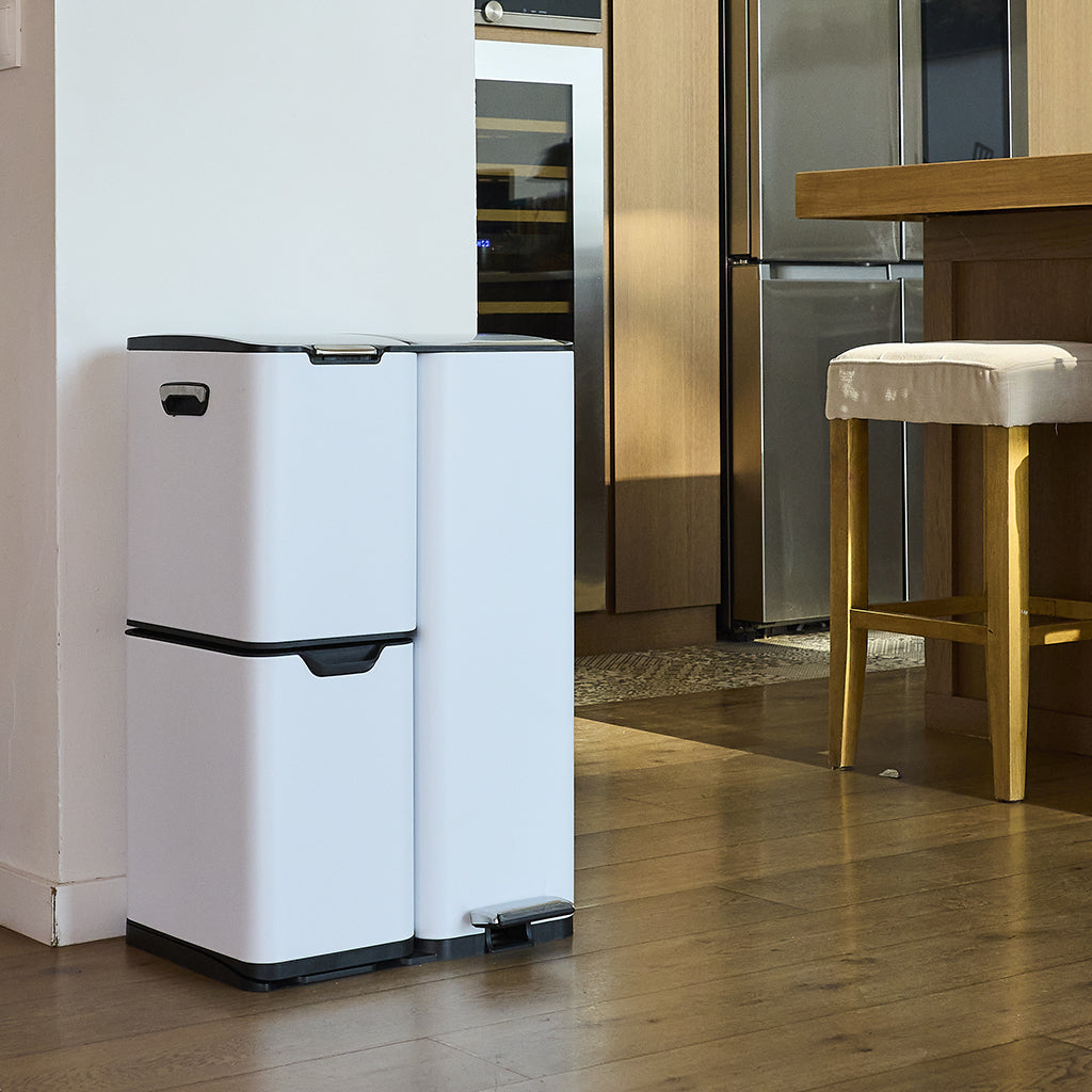 Red Deco Haja poubelle cuisine 60 L blanc tri sélectif