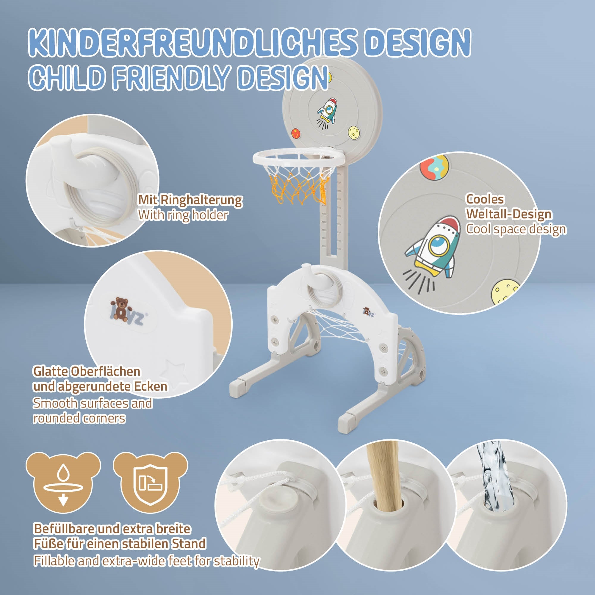 ECD Germany Kinder panier basket enfant 3-en-1 réglable
