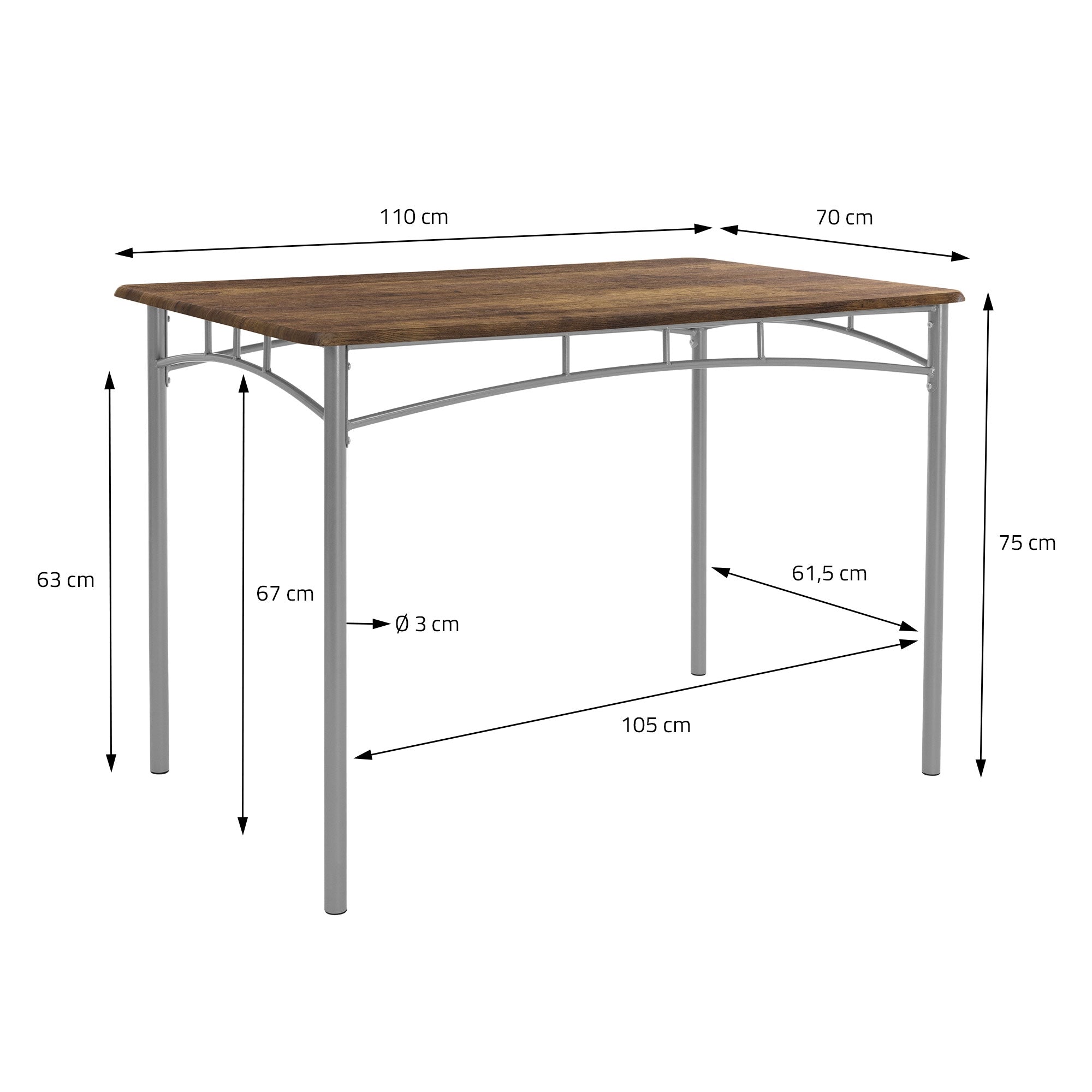 ECD Germany Möbel ensemble salle à manger vintage 5 pièces bois