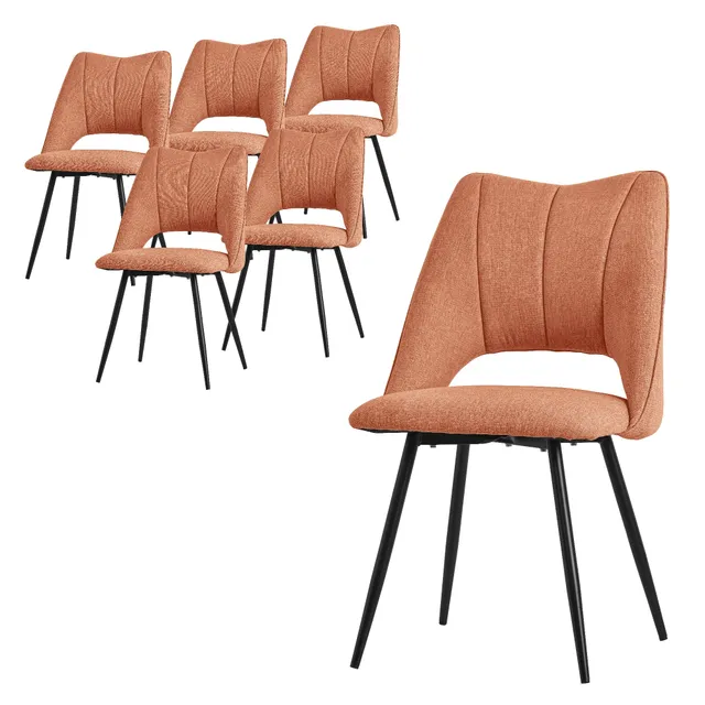 ECD Germany Möbel chaise cuisine orange lot 6 rembourrée