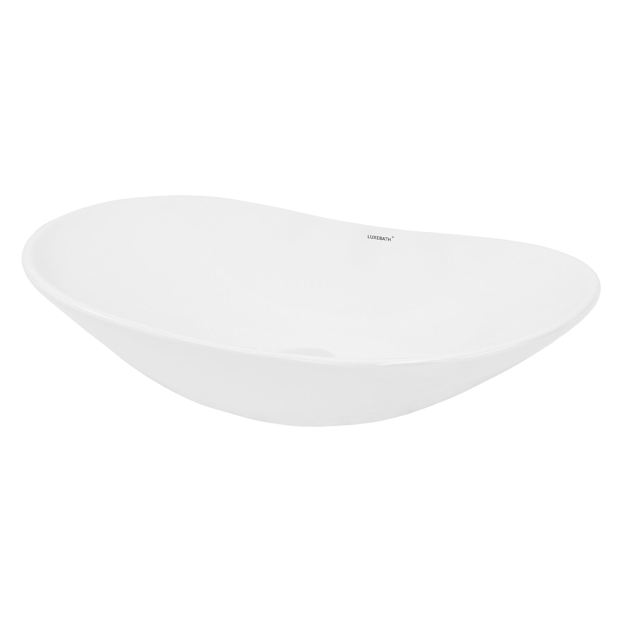 LuxeBath vasque ovale à poser blanche 64 cm céramique sans trop-plein