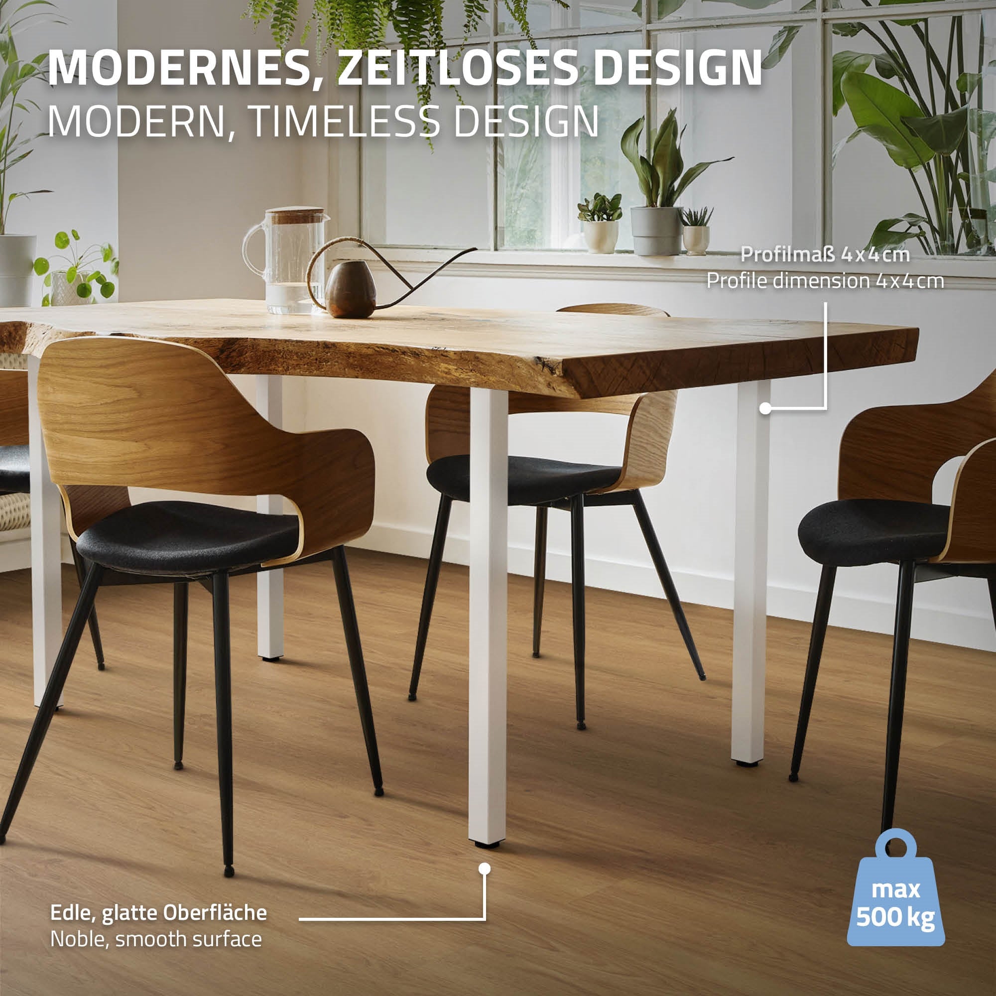 ECD Germany Möbel Pieds de table blancs 72 cm lot de 4 acier