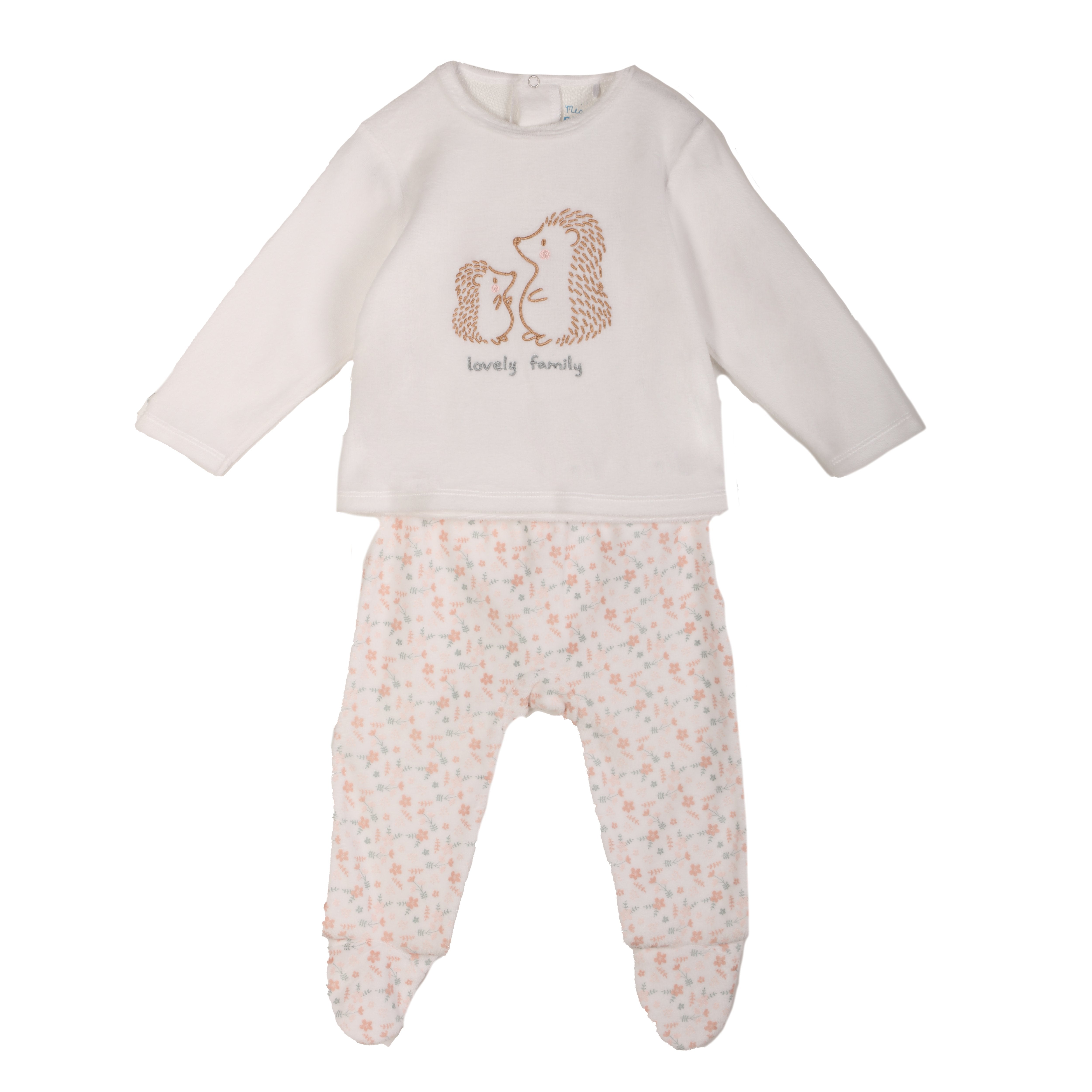 Dors bien bébé velours blanc ensemble