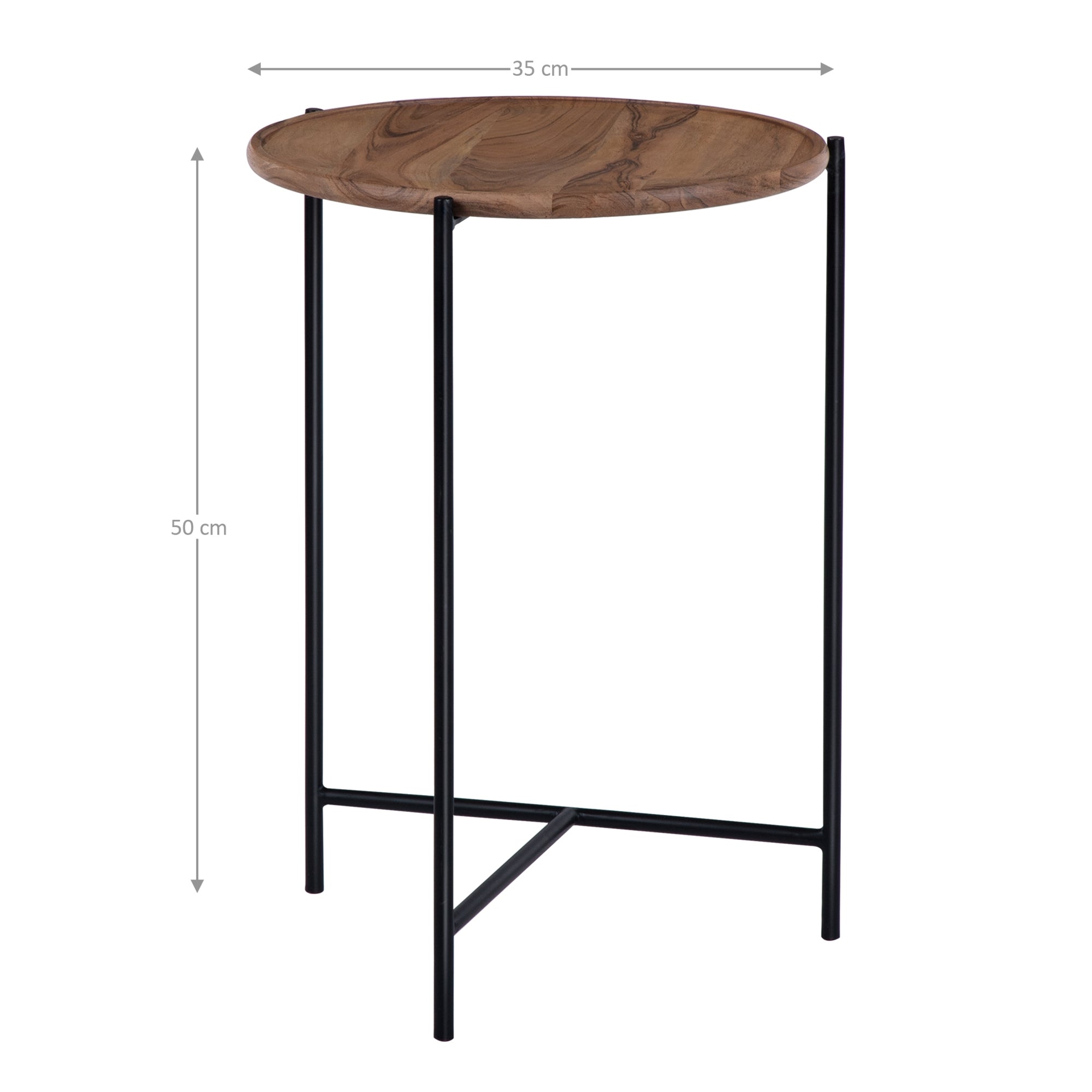 ECD Germany Möbel lot 2 tables d'appoint manguier naturel et fer