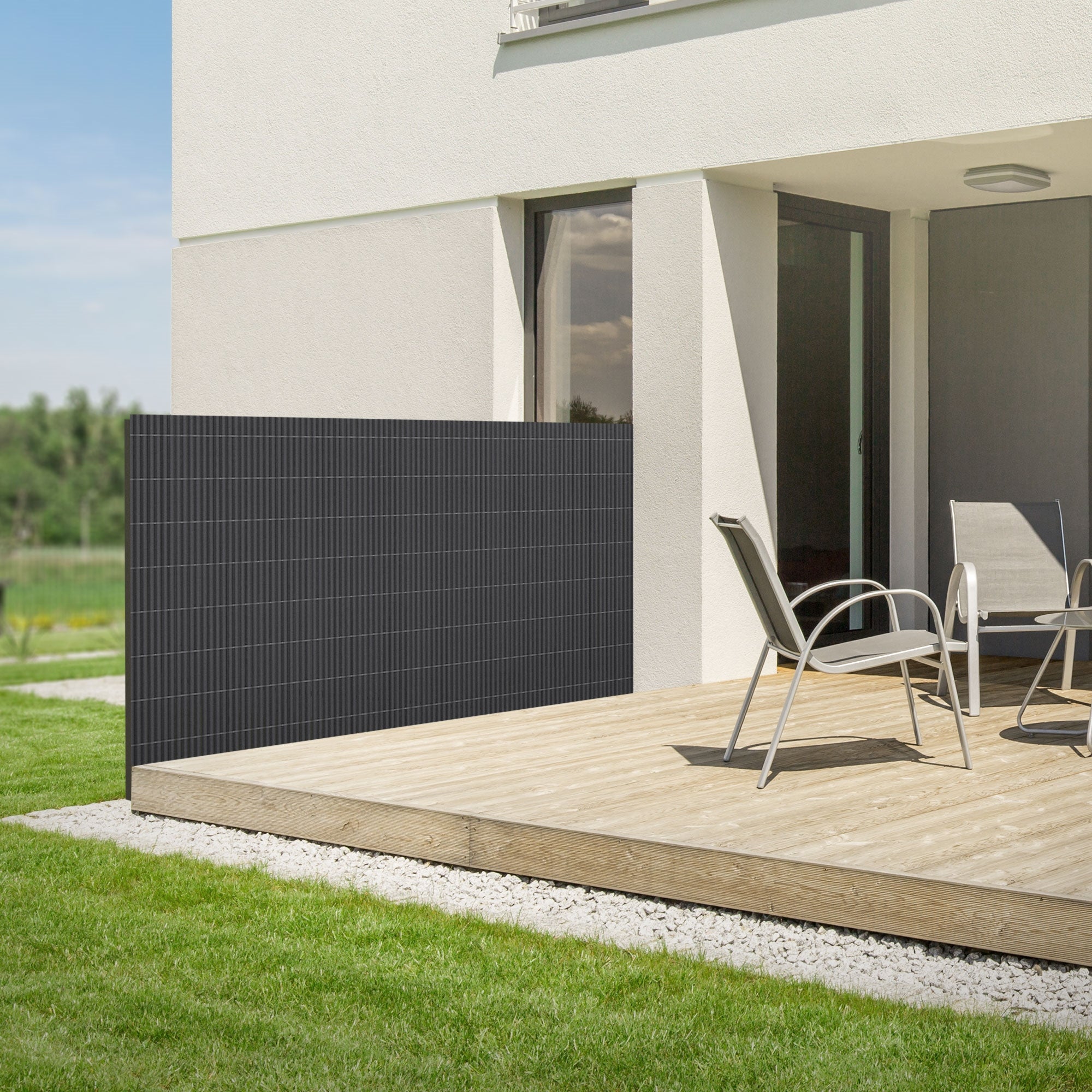 ECD Germany Garten Brise-vue PVC Anthracite 100x300 cm Anti-UV