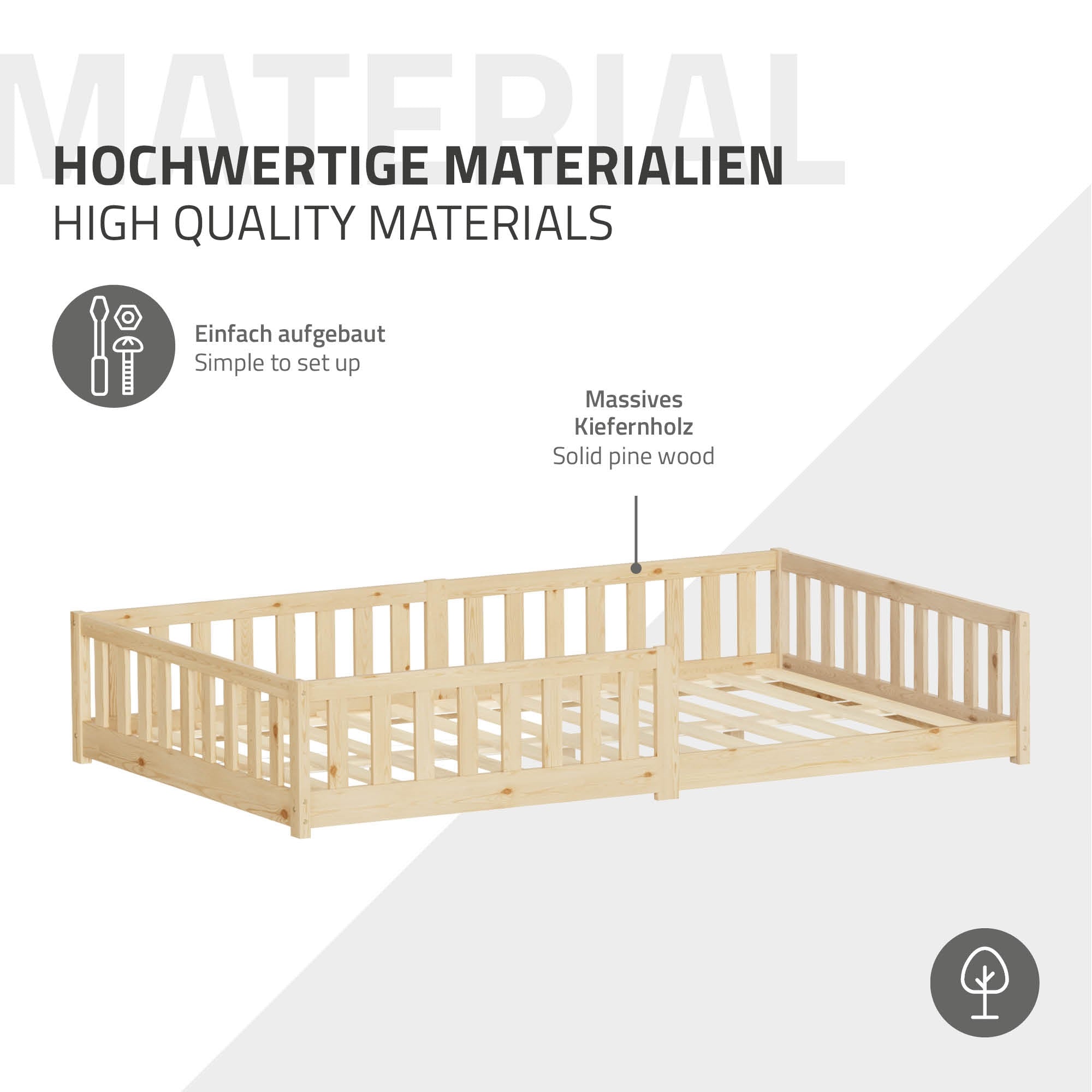 ML-Design lit enfant 120x200 cm pin naturel + sommier